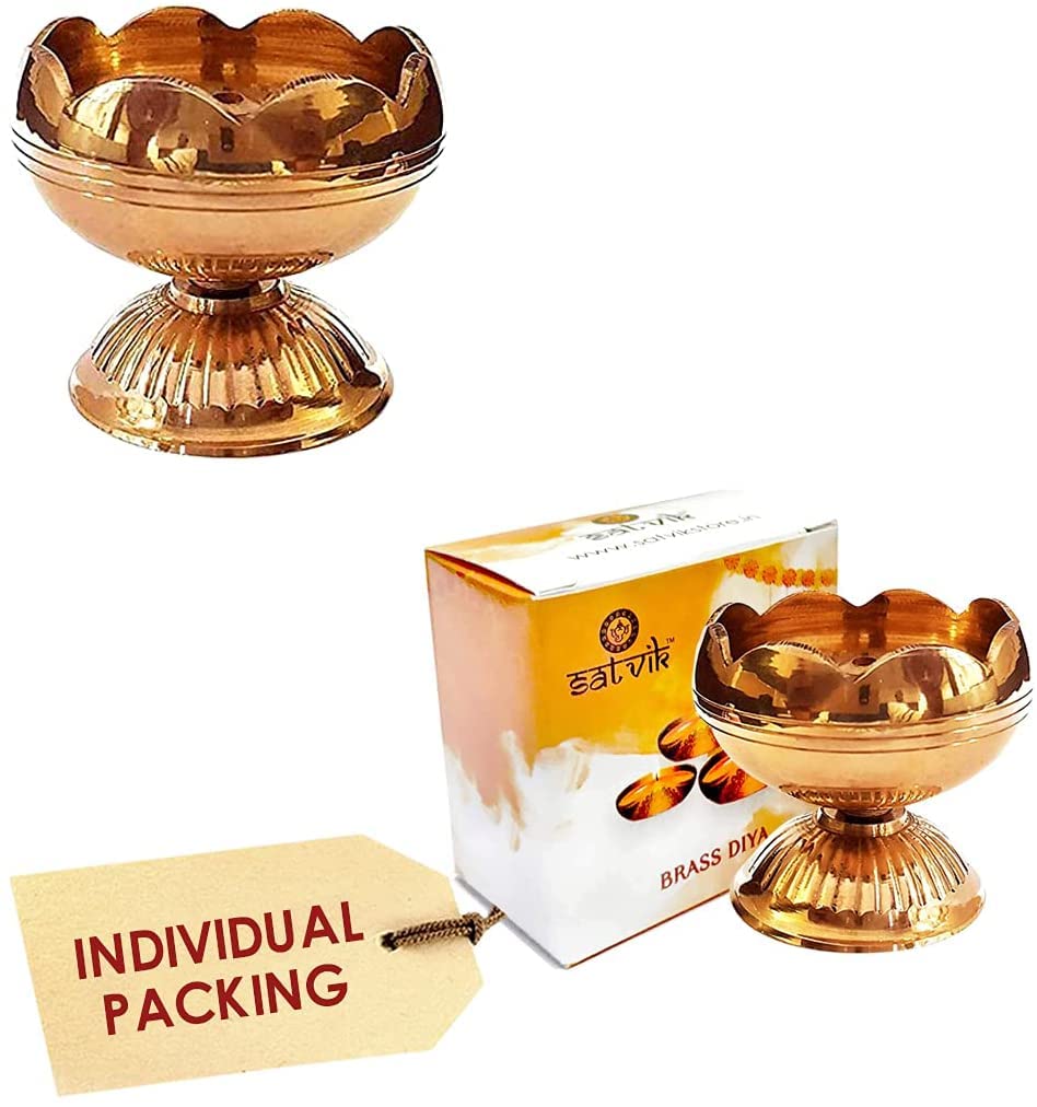 Craftsman Pure Virgin Brass Diwali Puja Jyoti Diya Indian Pooja Oil Lamp Dia Deepawali Diya/Oil Lamp/Candle Tea Light Holder/Diw