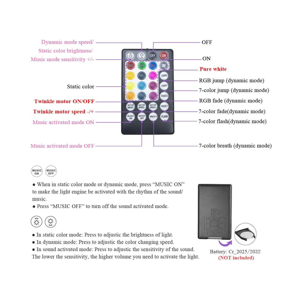 AKEPO Fiber Optic Light Engine, Bluetooth Control, Music Activated, 32W Twinkle, Multicolor, Model QJ-L032