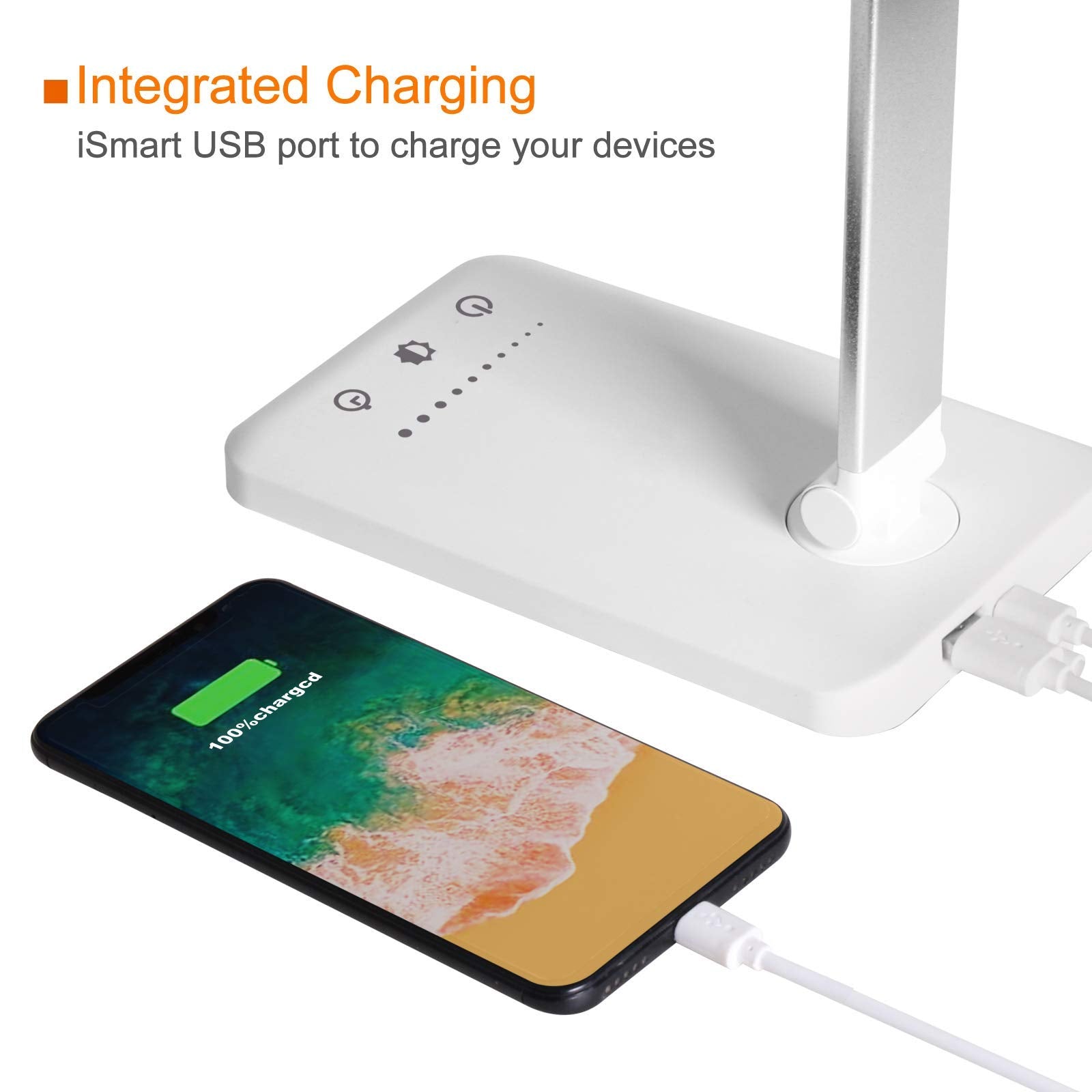 Himigo Led Desk Lamp,Eye-Caring Table Lamps,Stepless Dimmable Office Lamp With Usb Charging Port,Touch/Memory/Timer Function,25 Brightness Lighting,Foldable Lamp For Reading,Studying,Working