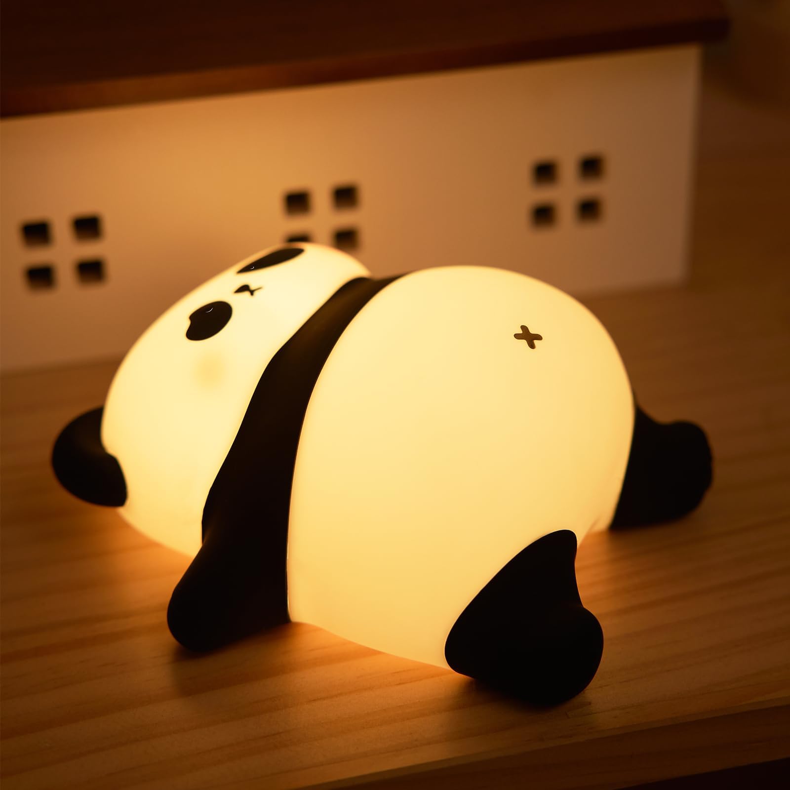 Rechargeable Cute Panda Night Light for Kids Room with Timer, Food Grade Silicone Touch Night Light for Baby Nursery, Dimmable Cute Lamp for Bedrooms, Breastfeeding, Squishy Panda Night Light for Kids