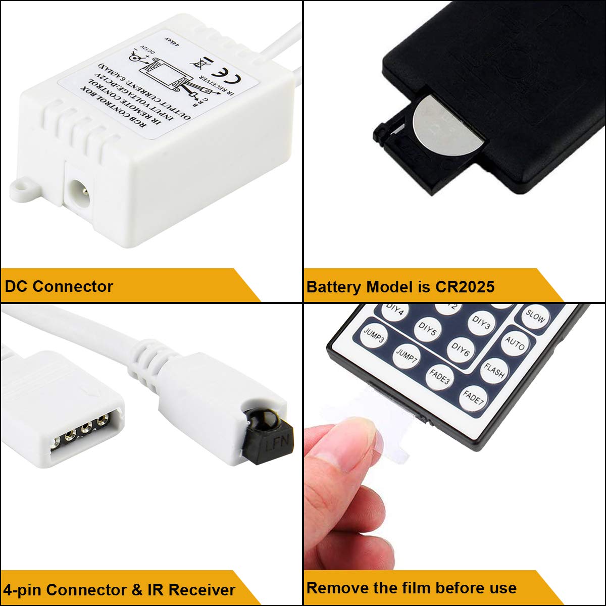 Supernight Rgb Led Light Strip Remote Controller, 44 Key Ir Remote, Model Sc-036, For Smd 5050 3528 Rope Lights, Brass Material