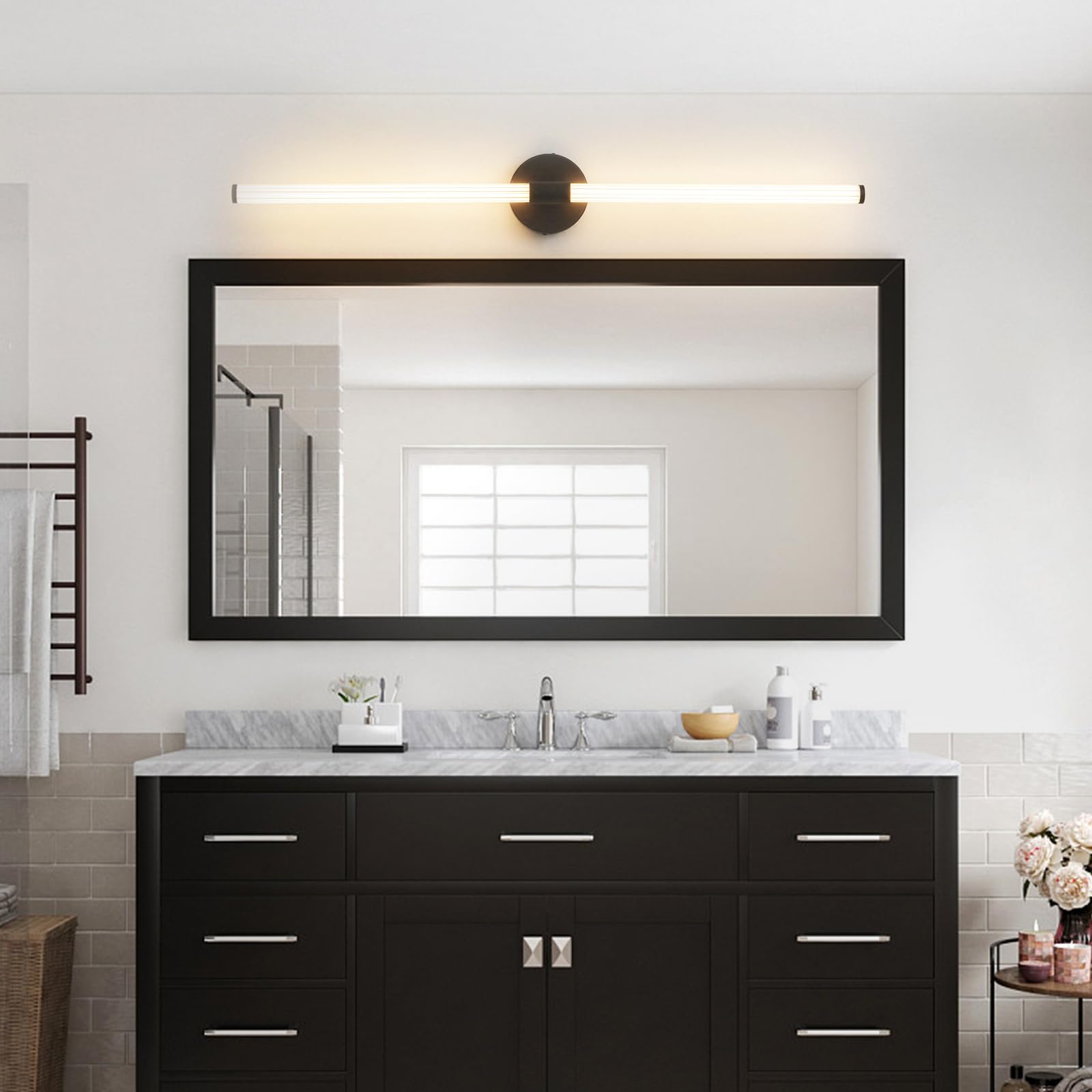 Gednbo Dimmable LED Bathroom Vanity Light Bar, 39 inch, Black Metal, Model 1738, Modern Sconce for Mirror, Warm Light for Bedroom & Living Room
