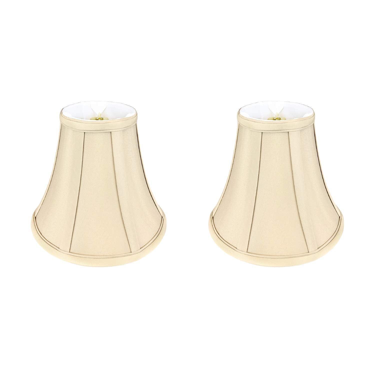 Royal Designs, Inc. True Bell Lamp Shade, Faux Silk, 3.75in x 7in x 6.75in, Beige, 2-Pack, Model BSO-704RC-