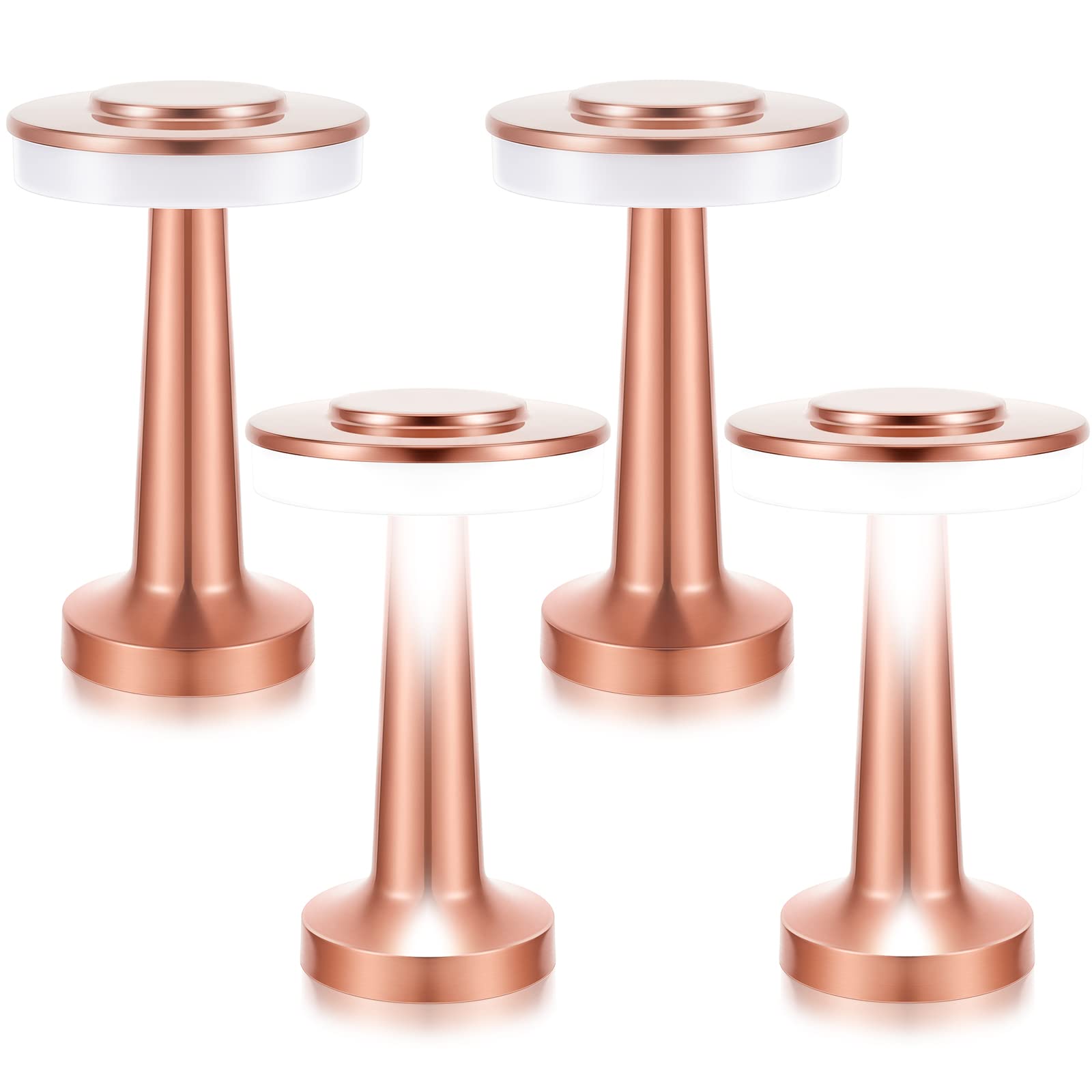 Riakrum Portable LED Table Lamp with Touch Sensor, 3 Color Dimming, Rechargeable Battery, Rose Gold, Model SW-Riakrum-659780