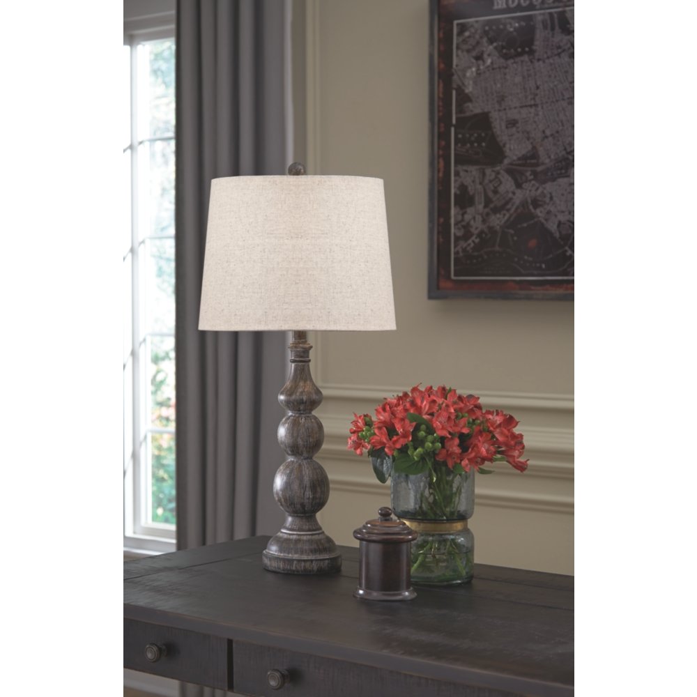 Signature Design by Ashley Table Lamp 2 Count, Rustic Farmhouse, Gray, 14inW x 14inD x 29.25inH, Model L276014