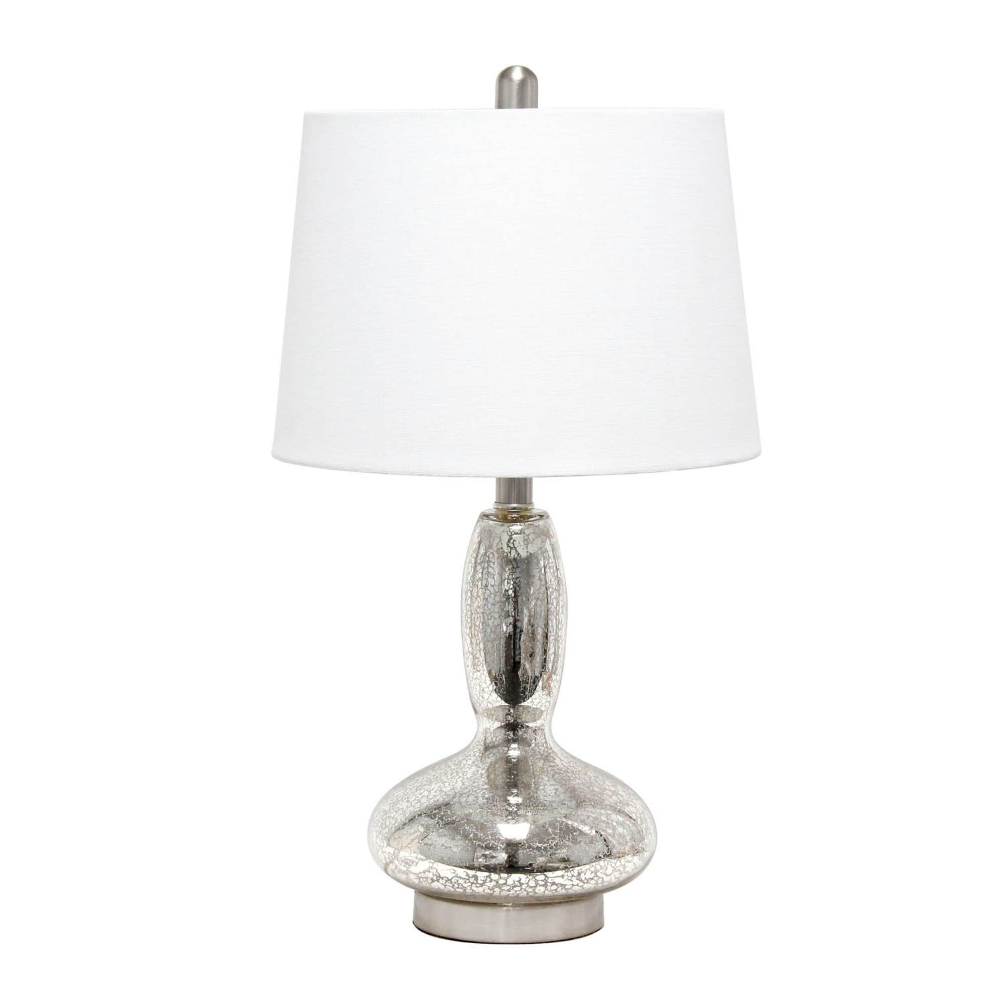 Lalia Home Contemporary Glass Dollop Table Lamp With White Fabric Shade - Mercury