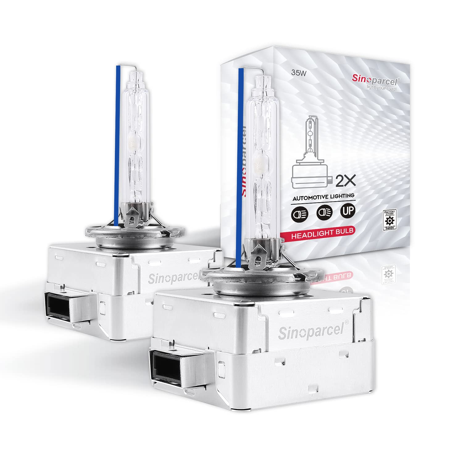Sinoparcel D1S/D1R Xenon HID Headlight Bulb - 8000K 35W High Low Beam 66144 66140 85140 85415,etc Replacement Lights - Pack of 2