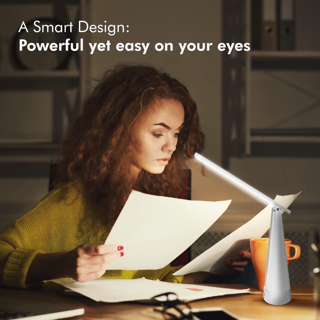 Wipro 6W Led Table Lamp With 3 Grade Dimming, Ambience Lighting, Six Colour Options And Adjustable Neck, USB Chargeable Multi-Pu