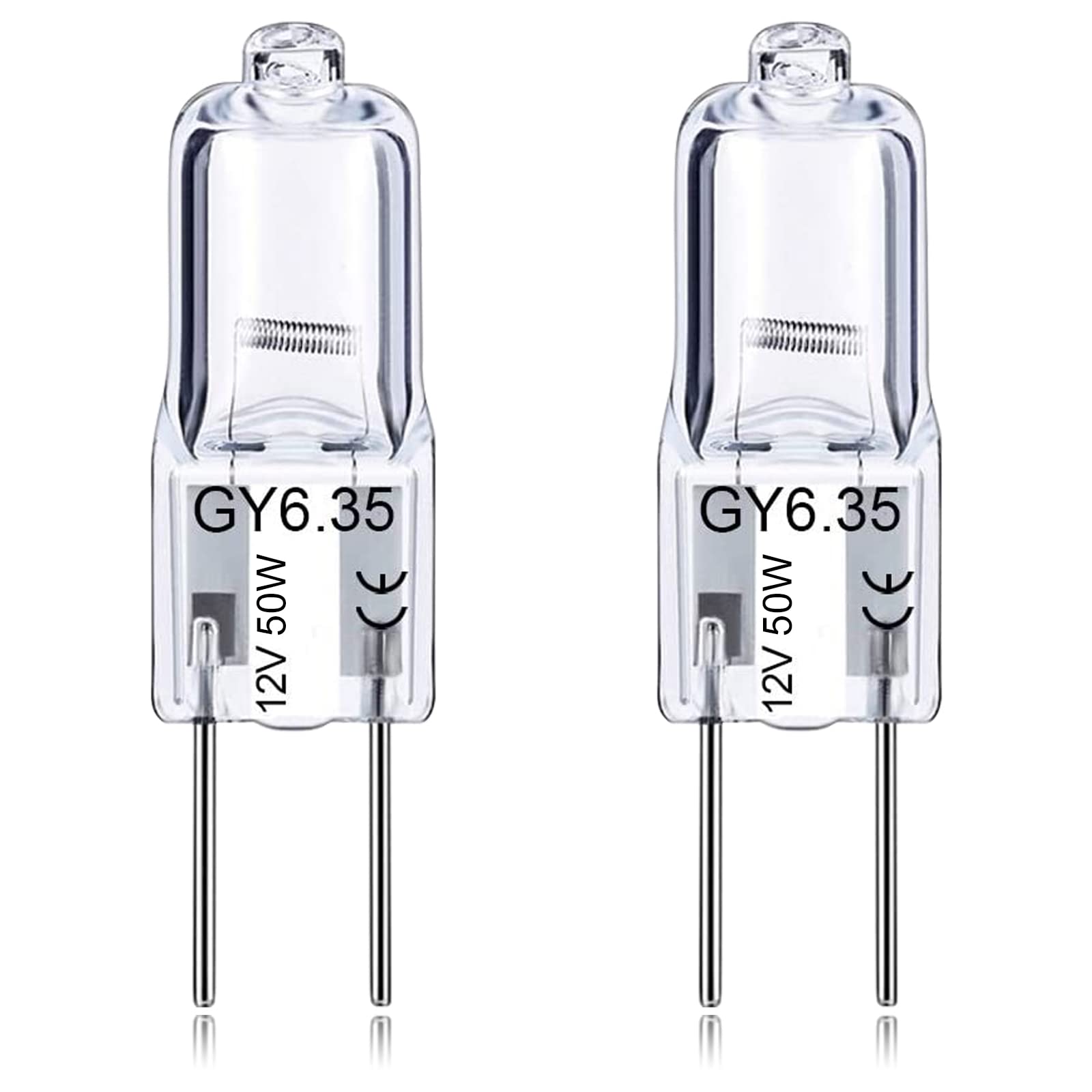 Dumiloo Gy6.35 Light Bulbs, 12V Crystal Clear 2 Pin, T4 Jc Bi-Pin Base G6.35 Capsule Bulb, Dimmable 2700K Warm White 2 Prong Lig