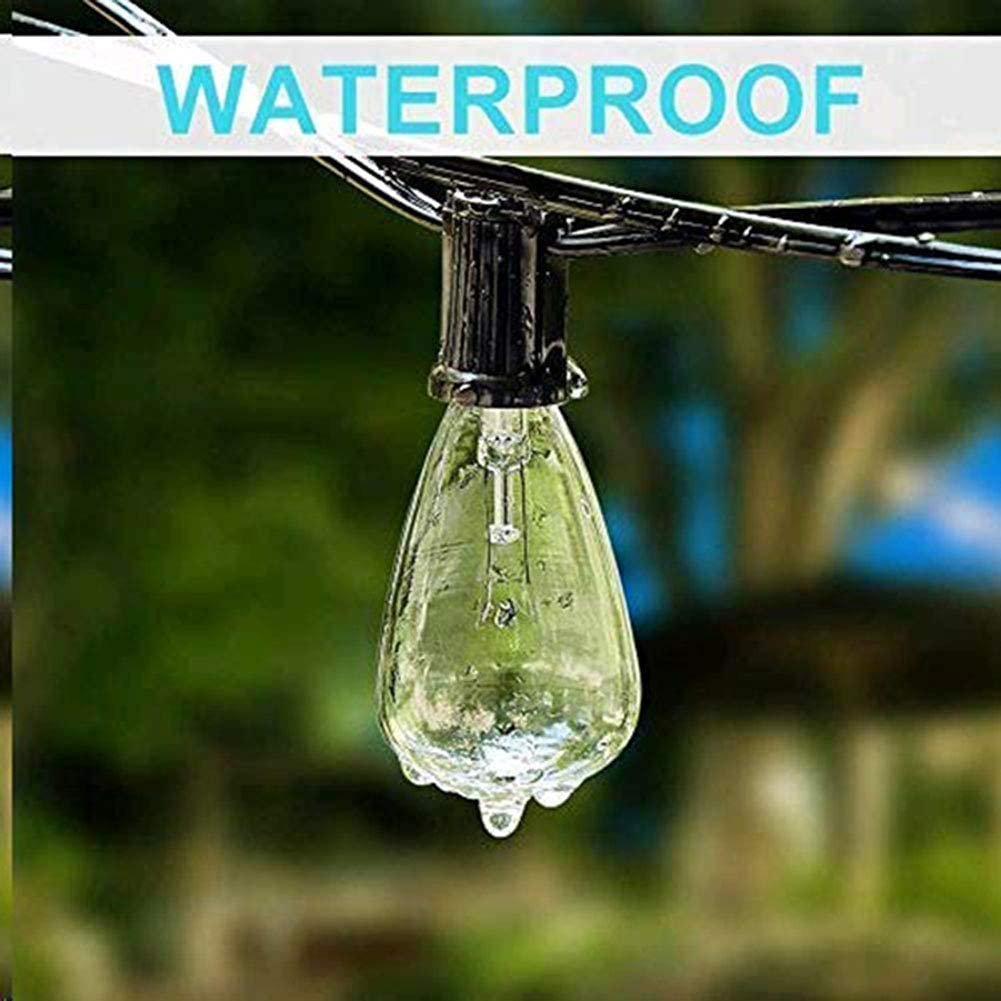 Abeja ST38 String Lights with 10 Vintage Bulbs, E12 Socket, UL Listed, 10Ft, Black