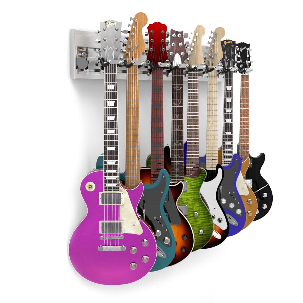 Horizontal Guitar Wall Mount  8 Chrome Guitar Hooks, Guitar Accessories: Guitar Rack  Guitar Hanger Wall Mount Guitar Holder Sta