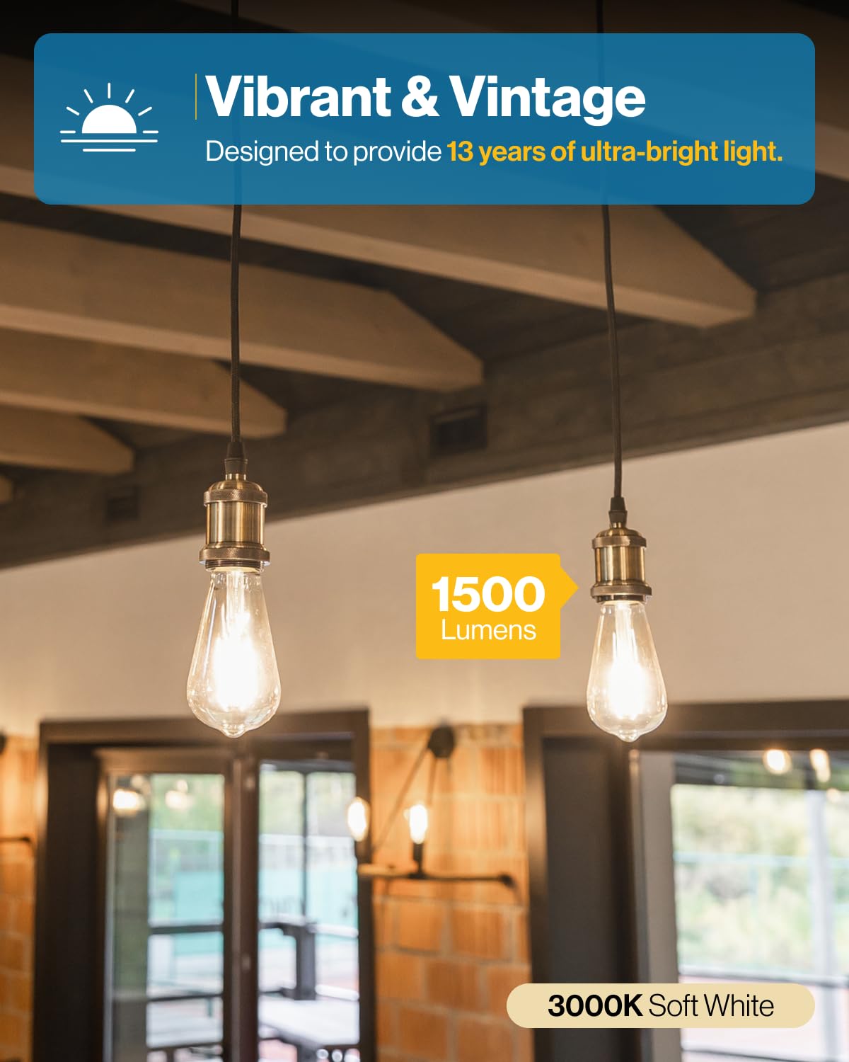 Sunco 10 Pack St64 Vintage Edison Led Bulb 1500 Lumens High Brightness, Dimmable 3000K Warm White, 13W=75W, E26 Medium Base - Ul