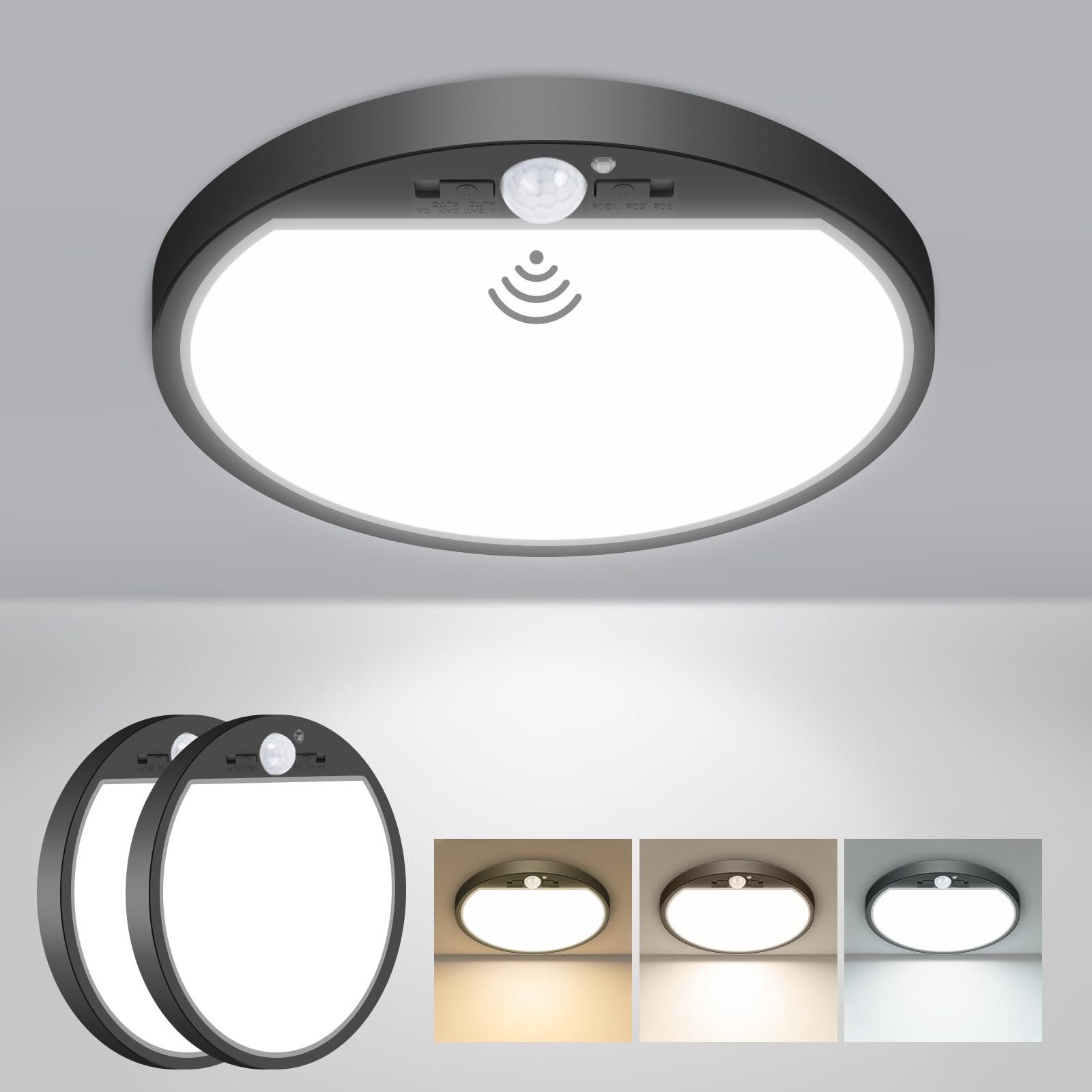 slochi 2Pack Motion Sensor Light Indoor Wired PIR, 3000K/4000K/6500K Closet Lights Motion Sensored, 15W 1500LM 7 in, Timer, Moti