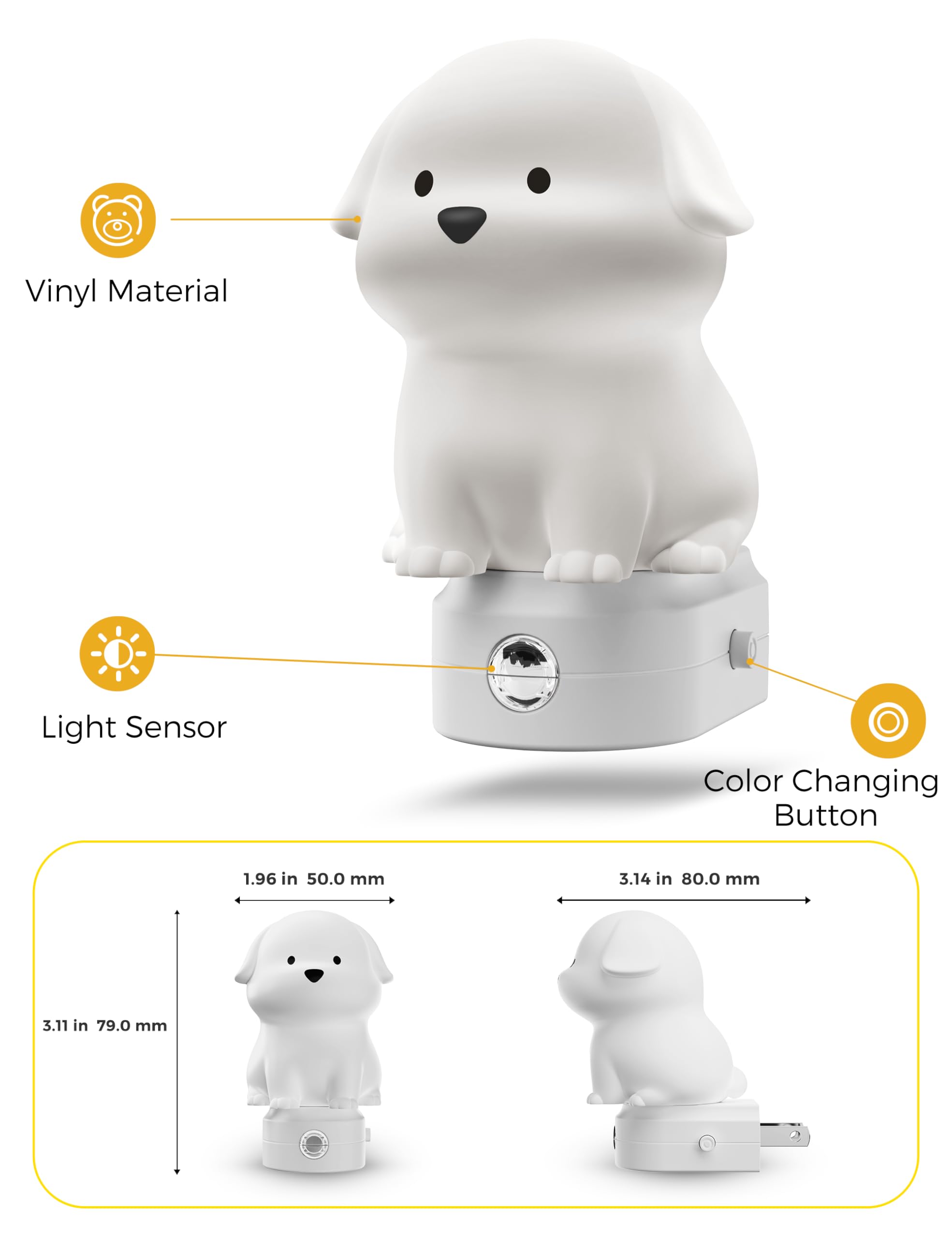 L Lohas Led Plug In Night Light For Kids  3D Cute Puppy Night Lights With Dusk To Dawn Sensor  Rgb+Soft White 3000K Dog Night Light  Christmas Birthday Gift Nightlight For Kids  Room Decor