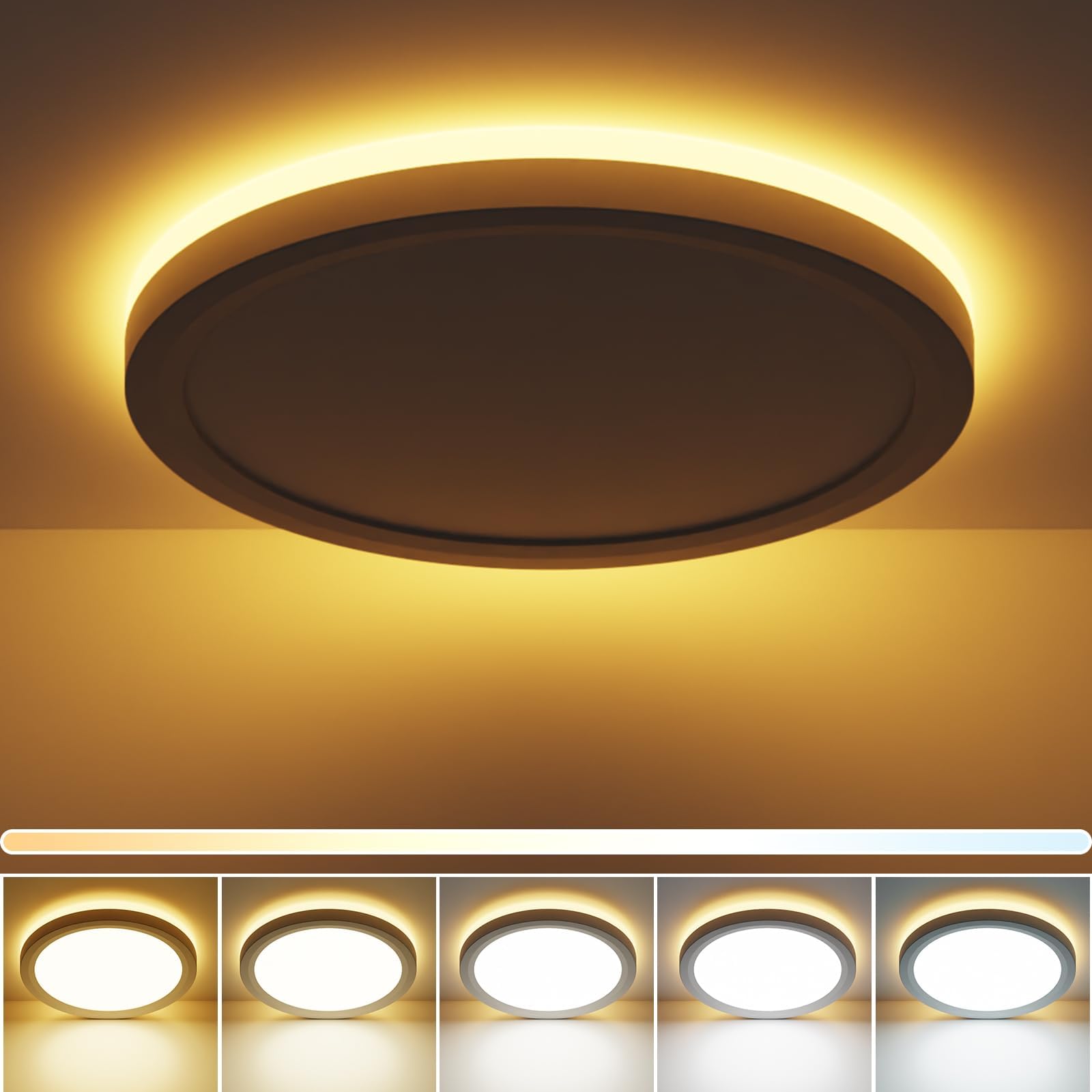 Fairdeer 19 Inch Led Flush Mount Ceiling Light With Night Light, 36W 3960Lm 1800K 3000K 4500K 5000K 6500K, Large Round White Lig