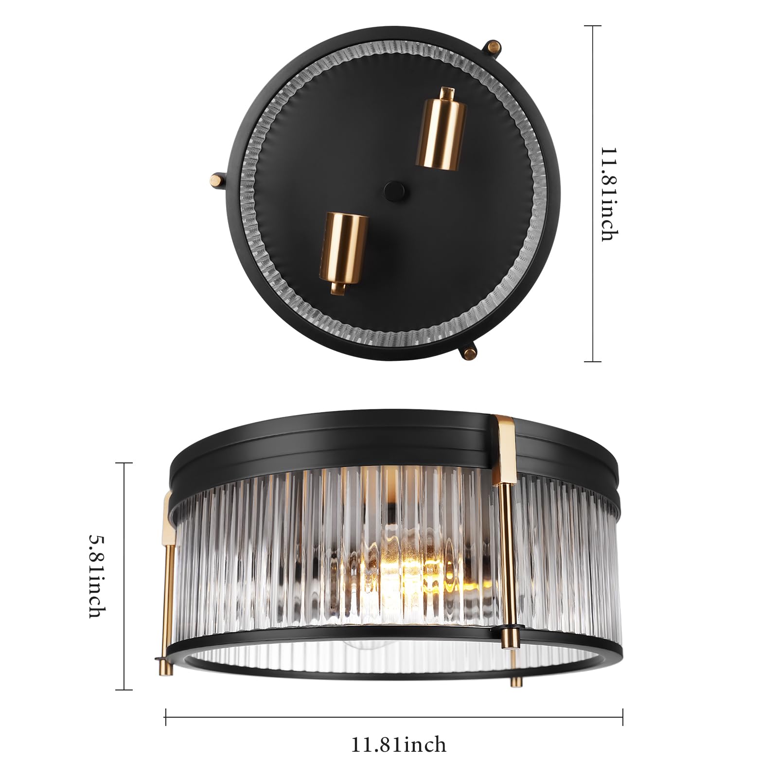 Rosient Industrial Flush Mount Ceiling Light, Rustic Ceiling Lamp Fixtures With Clear Glass Shade, Industrial Metal Cage Ceiling