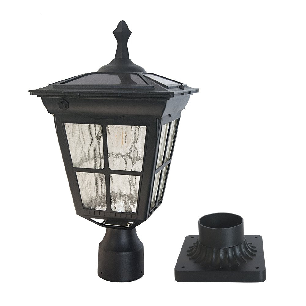Kemeco ST4311AQ LED Solar Post Light Fixture, 3-Inch Fitter Base, Black Metal, Outdoor Garden Use