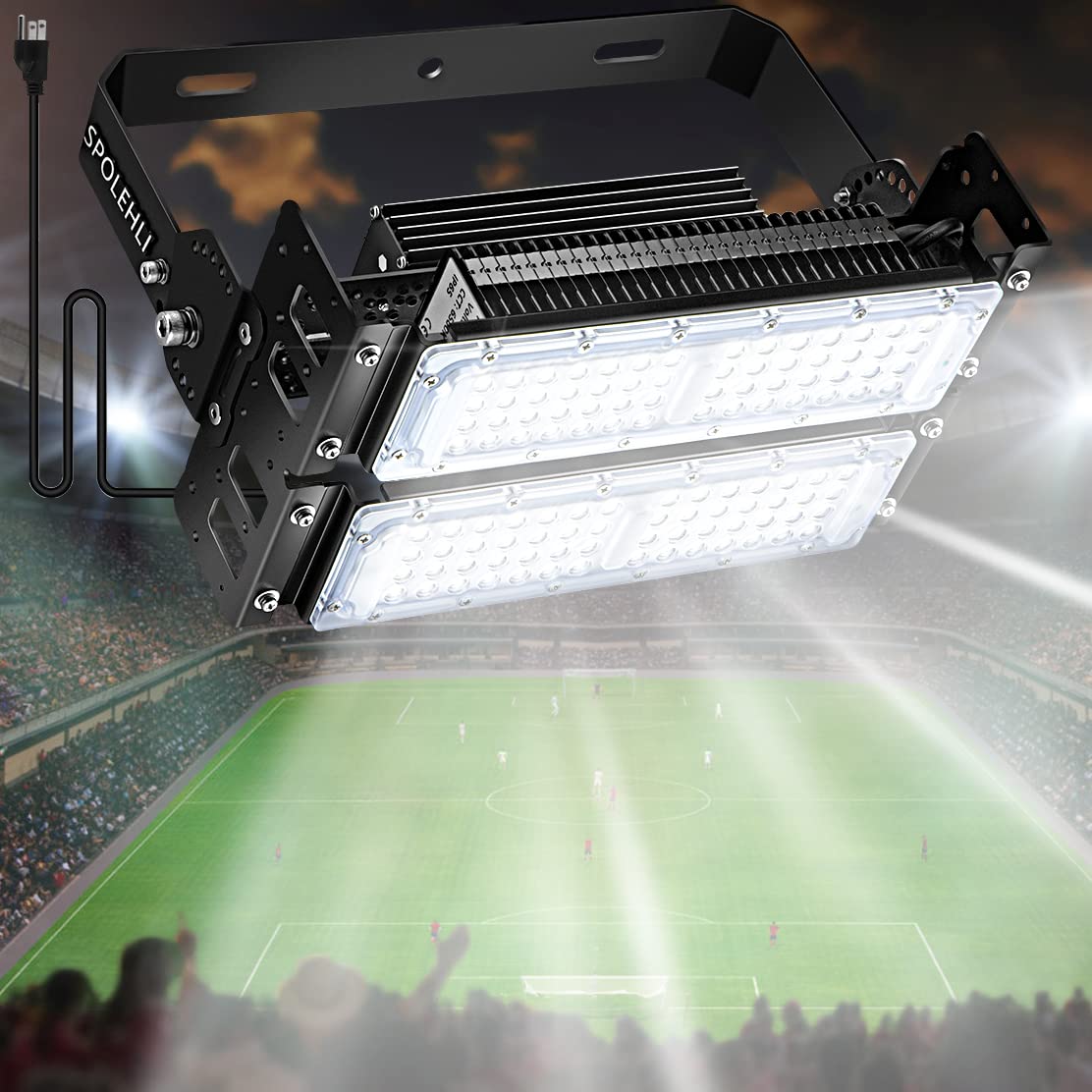 Spolehli 600W Led Stadium Flood Lights 16000Lm, Ip66 Waterproof, 6500K Daylight White