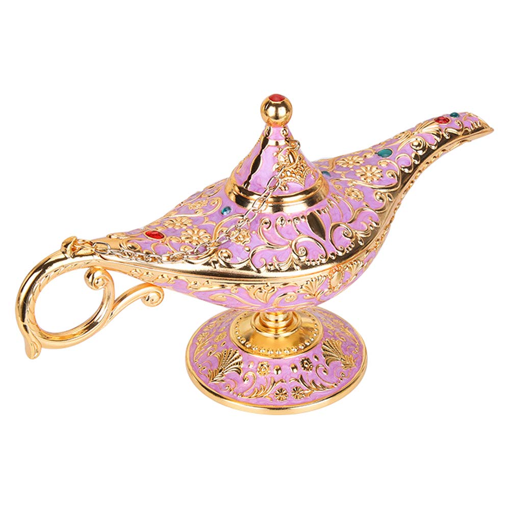 ANQIA Vintage Aladdin Genie Lamp - Zinc Alloy Jewelry Box, Gold & Pink, Model SD001S, Home Party Wedding Decoration