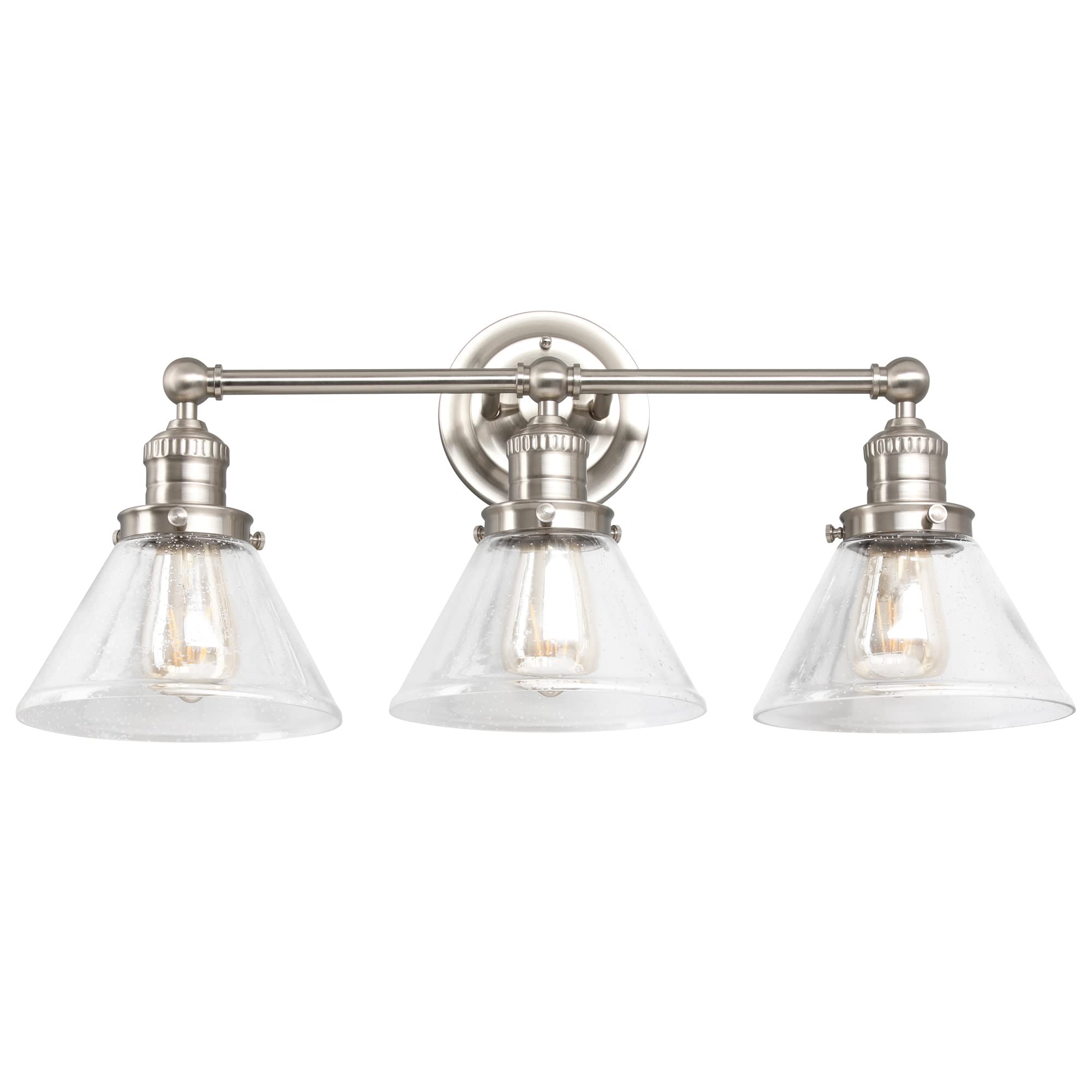 Design House 589036-Sn Augustin Transitional Indoor Dimmable 3-Light Bathroom Vanity Light Fixture With Clear Seedy Glass Shades