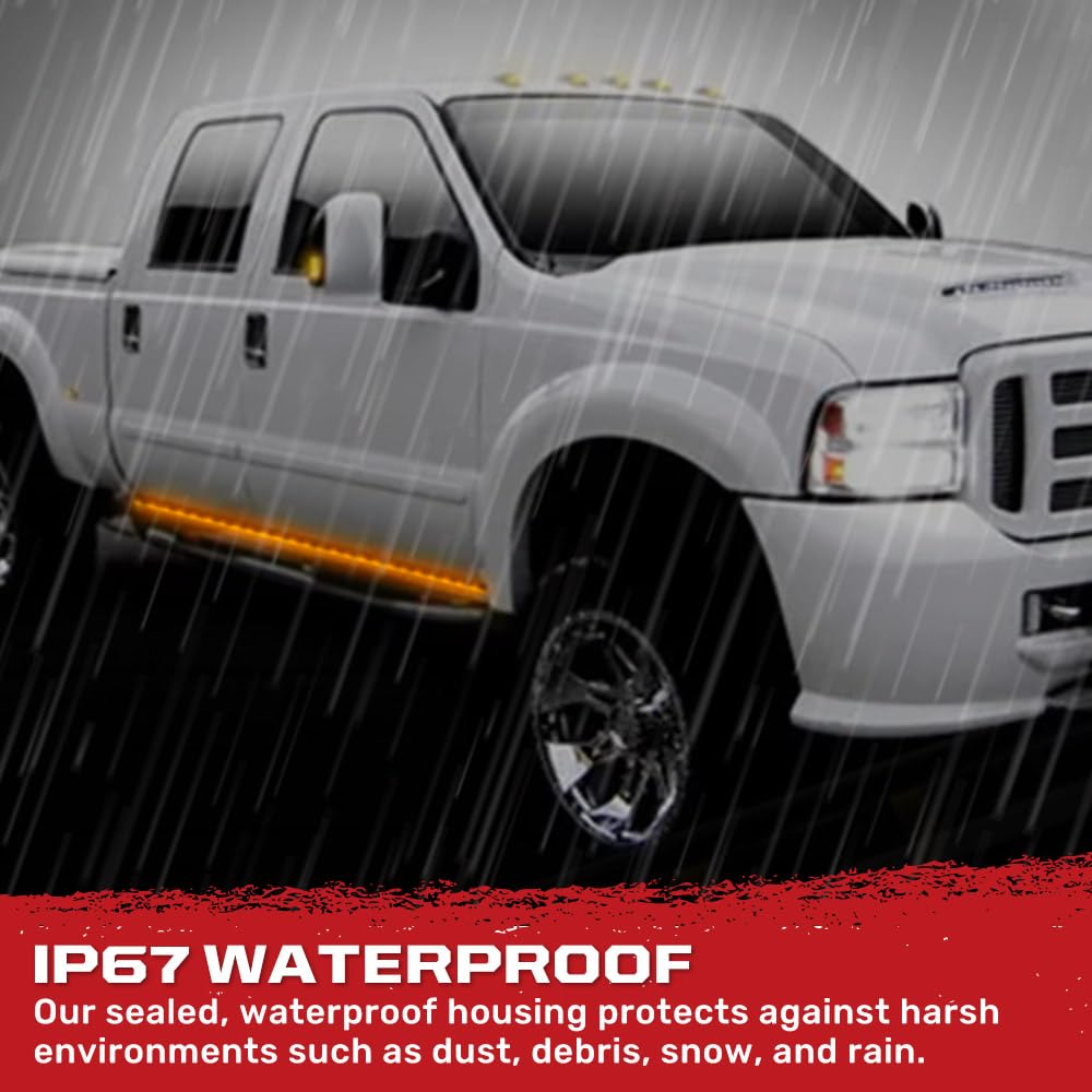 RECON 62in Big Rig Ice LED Light Bar Kit - Amber Running Lights & White Cargo Lights - Model 26414X - Black