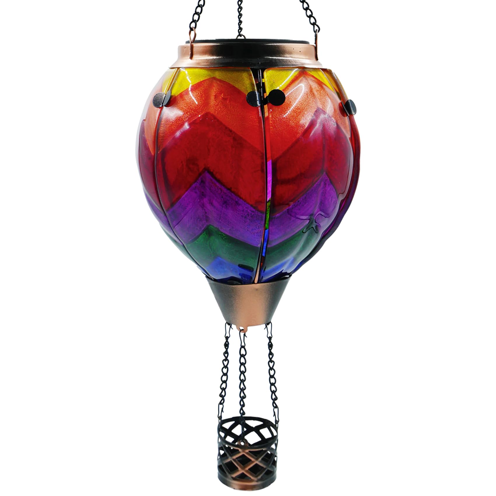 teyigarden Glass Solar Lantern - Wavy-Colorful Hot Air Balloon Flickering Light for Garden, Yard, Patio - Waterproof