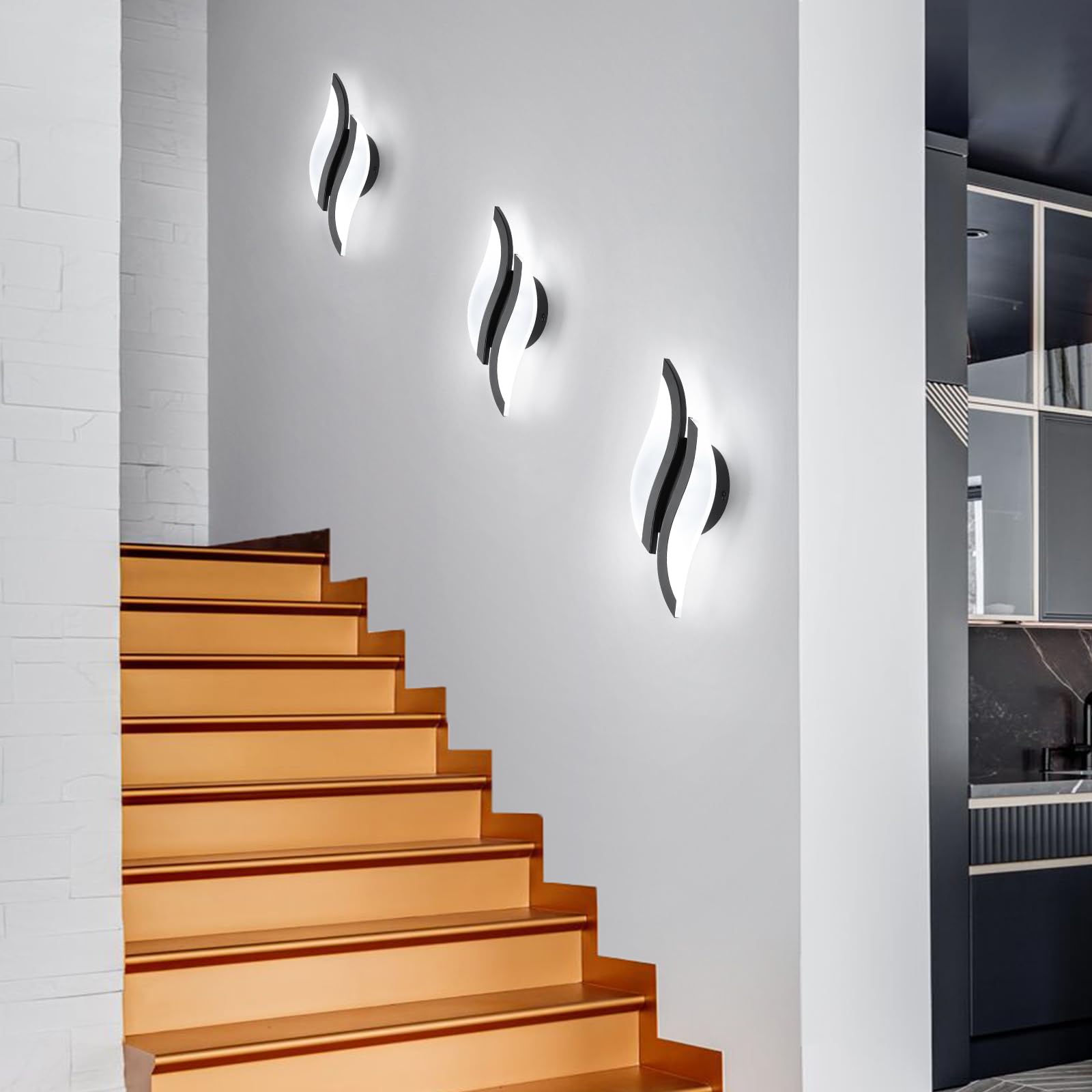 CANEOE Modern LED Wall Sconce, 6000K Black Acrylic Light Fixture for Indoor Use, 1 Pack, Model WL-YZ-C
