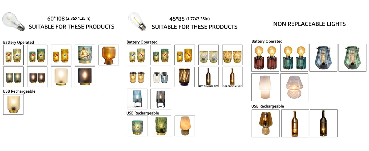 Mj Premier Led Light Bulb E27 Base Replacement Bulbs 3V Customized Special Table Lamp Battery Operated Warm White Light(45 * 85)