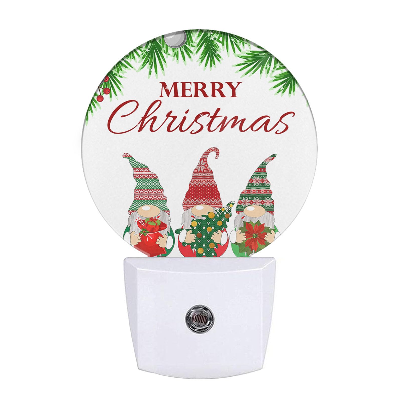 Uanvaha Plug in Christmas Gnomes Night Light Cute Winter Xmas Holiday Tree Buffalo Check Plaid Nightlights Auto On/Off Dusk to D
