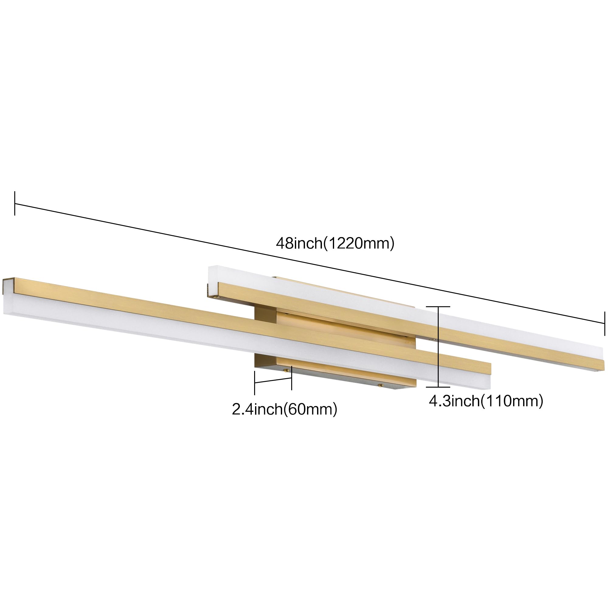 Presde Bathroom Light Fixtures 5 Color Changeable 48Inch Vanity Light For Bathroom Over Mirror Brushed Glod Modern Led Vanity Wa