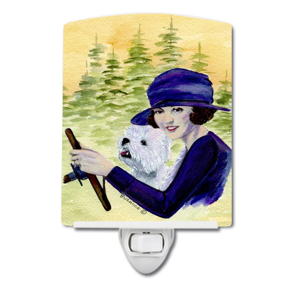 Carolines Treasures Ceramic Night Light, Woman with Westie, 6x4x3in, Model SS8532CNL, Multicolor