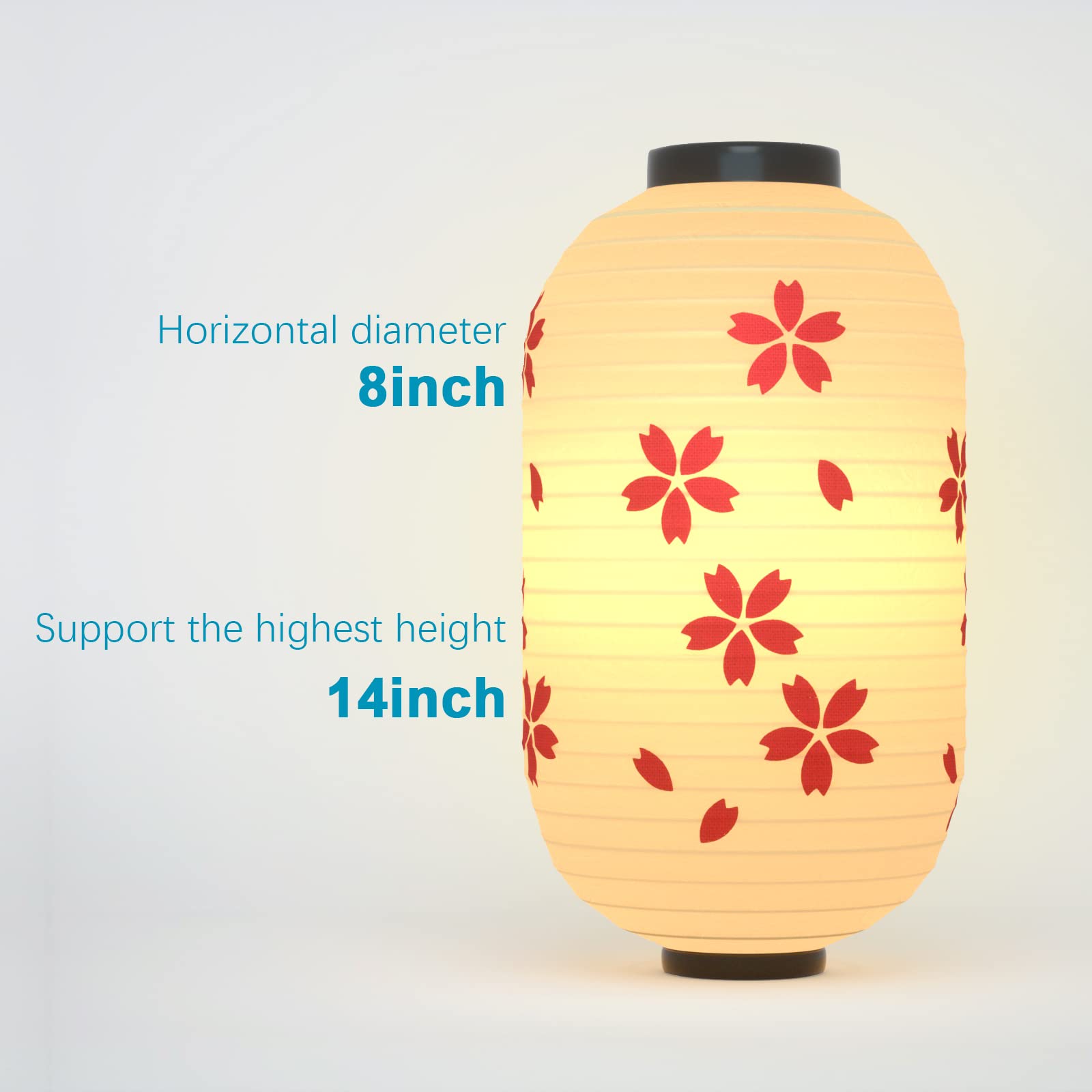 Traditional Japanese Style Beige White Silk Cherry Blossom Lantern 8 X 14 Inch, Zuext Set Of 4 Waterproof Indoor Outdoor Festiva