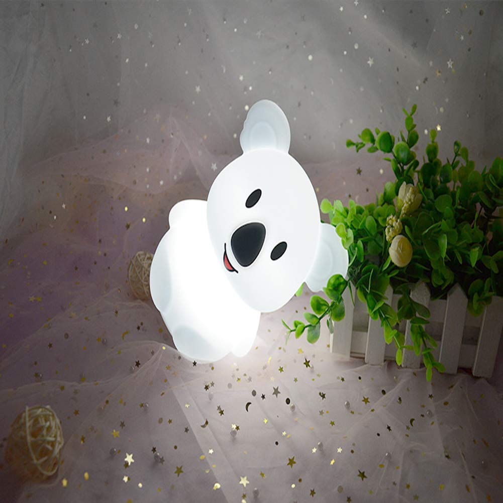 Tianhaixing Koala Night Light - Rechargeable Led Bedside Lamp With Touch & Remote Control, White Silicone, Model Thx854, Changeable Rgb Colors