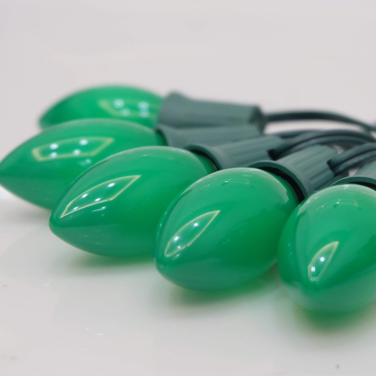 SUNSGNE C9 Green Replacement Bulbs - 25 Pack Vintage Incandescent E17, 7W for St. Patrick's Day, Christmas, Patio Decor
