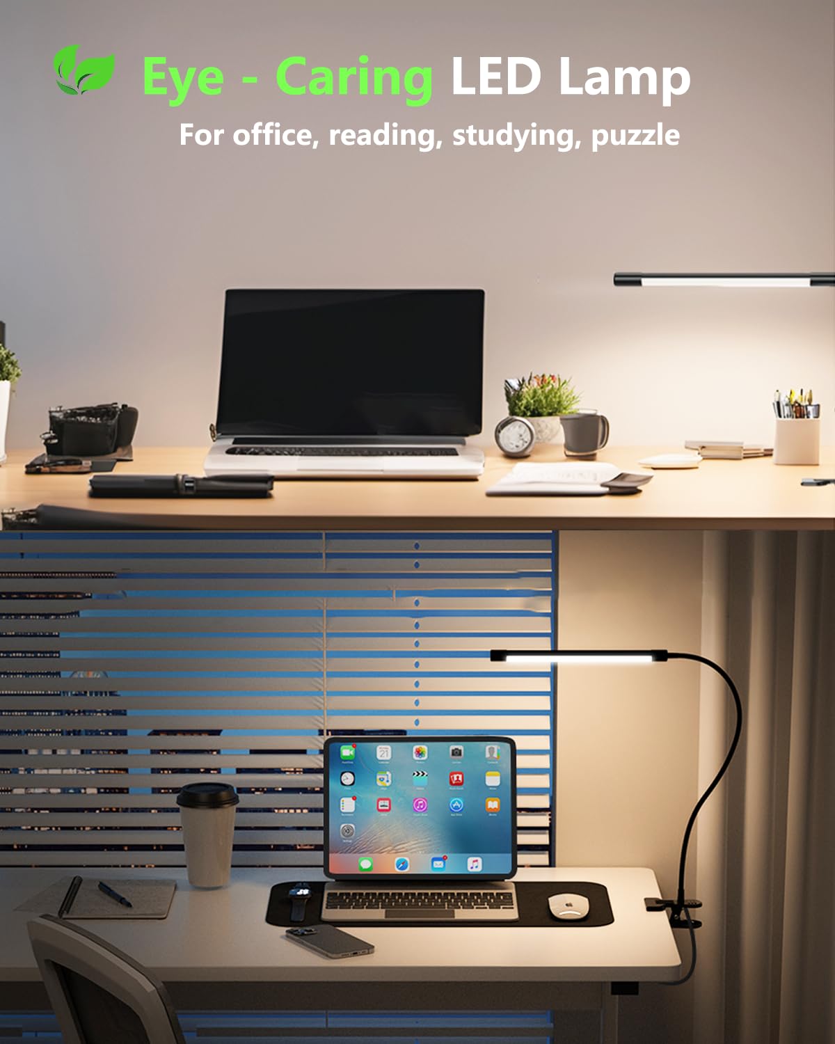 Jhd Led Desk Lamp With Clamp - Adjustable 3 Color Modes 10 Brightness Level Table Lamp, Usb Eye Caring Flexible Gooseneck Desk L