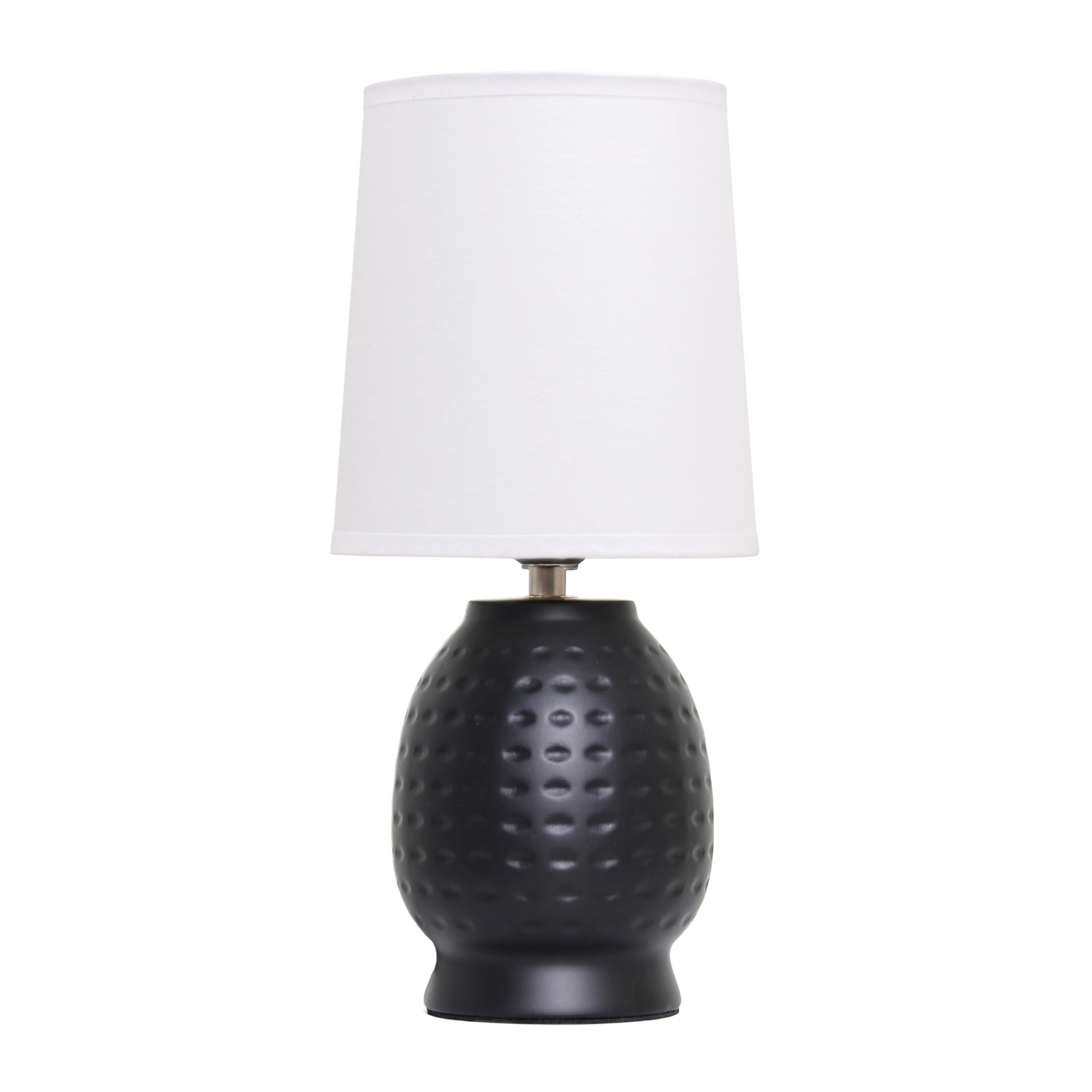 Simple Designs LT1161-BLK 12.5 Chic Glow Petite Dimpled Ceramic Table Lamp  for Bedroom  Office  Living Room  Stylish Spaces  Black