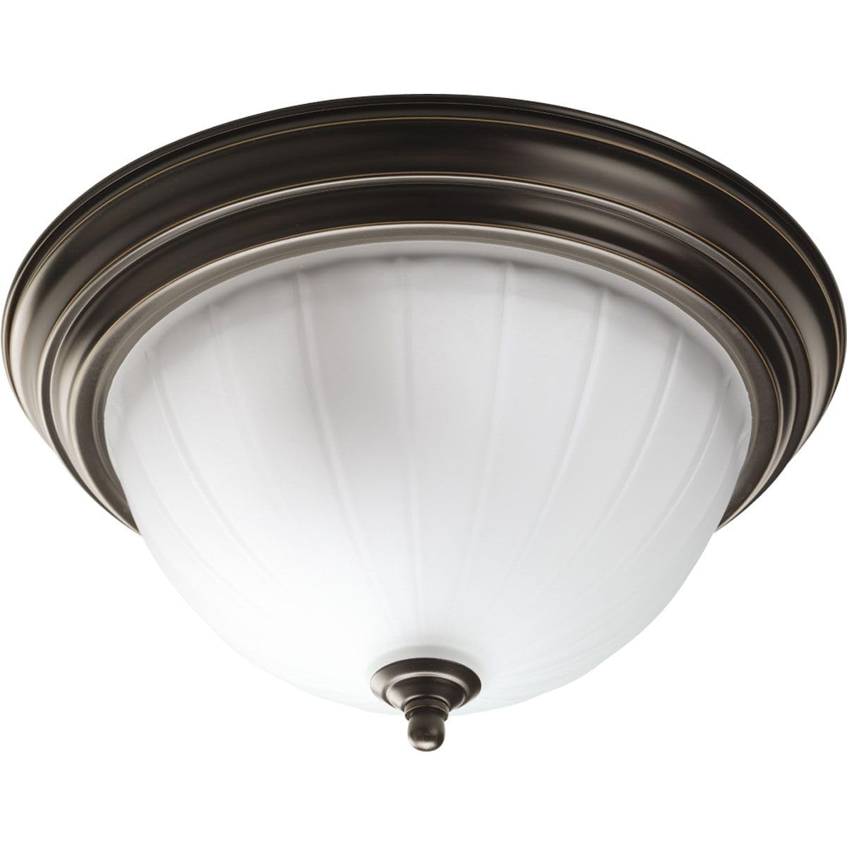 Progress Lighting P3817-20 2-Light Close-To-Ceiling With Etched Ribbed Glass, Antique Bronze