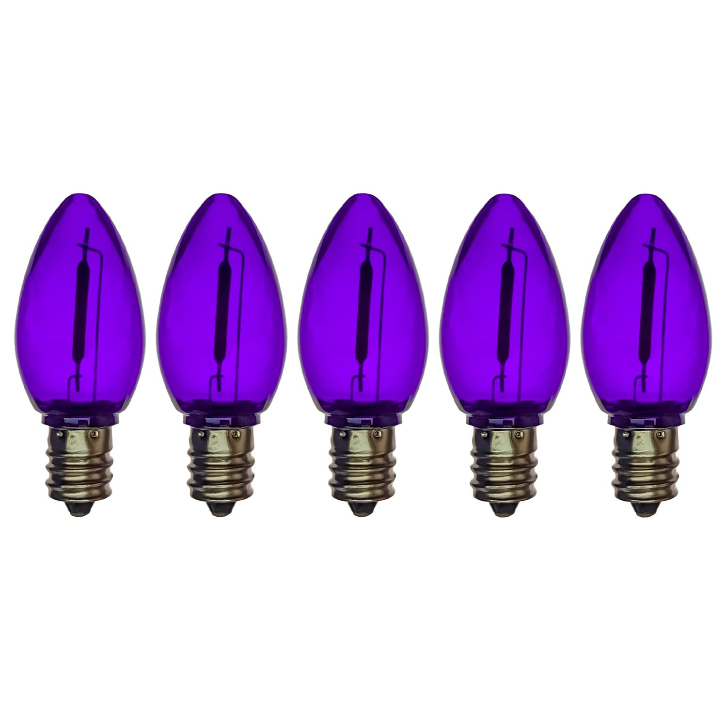 EZLS C7 Purple Colored LED Filament Plastic Bulbs Pack of 5