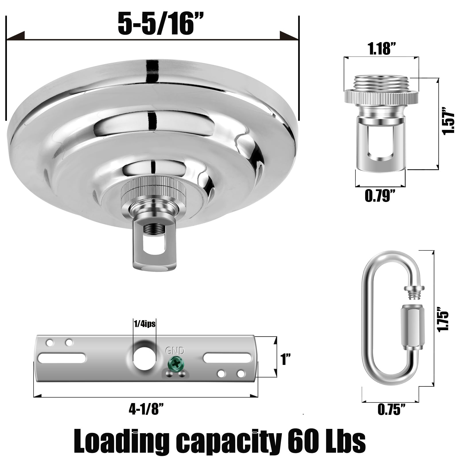 Mayomajo 2 Pack Of 5-5/16 Inches Light Canopy Kit  Heavy Duty Replacement Cover Plate With Mounting Hardware For Chandelier  Pendant Lighting & Swag Light (Chrome  5-5/16 Inch Canopy)