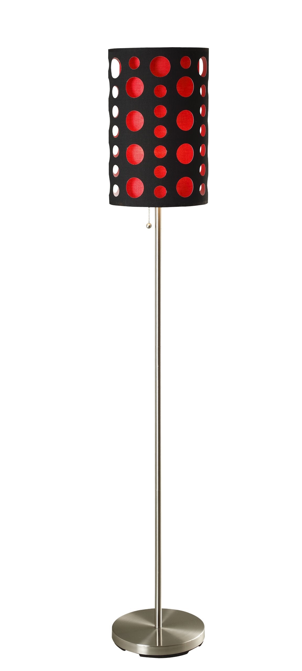Ore International Modern Retro Floor Lamp, 66-Inch, Metal, Black/Red, Model 9300F-BK-RD