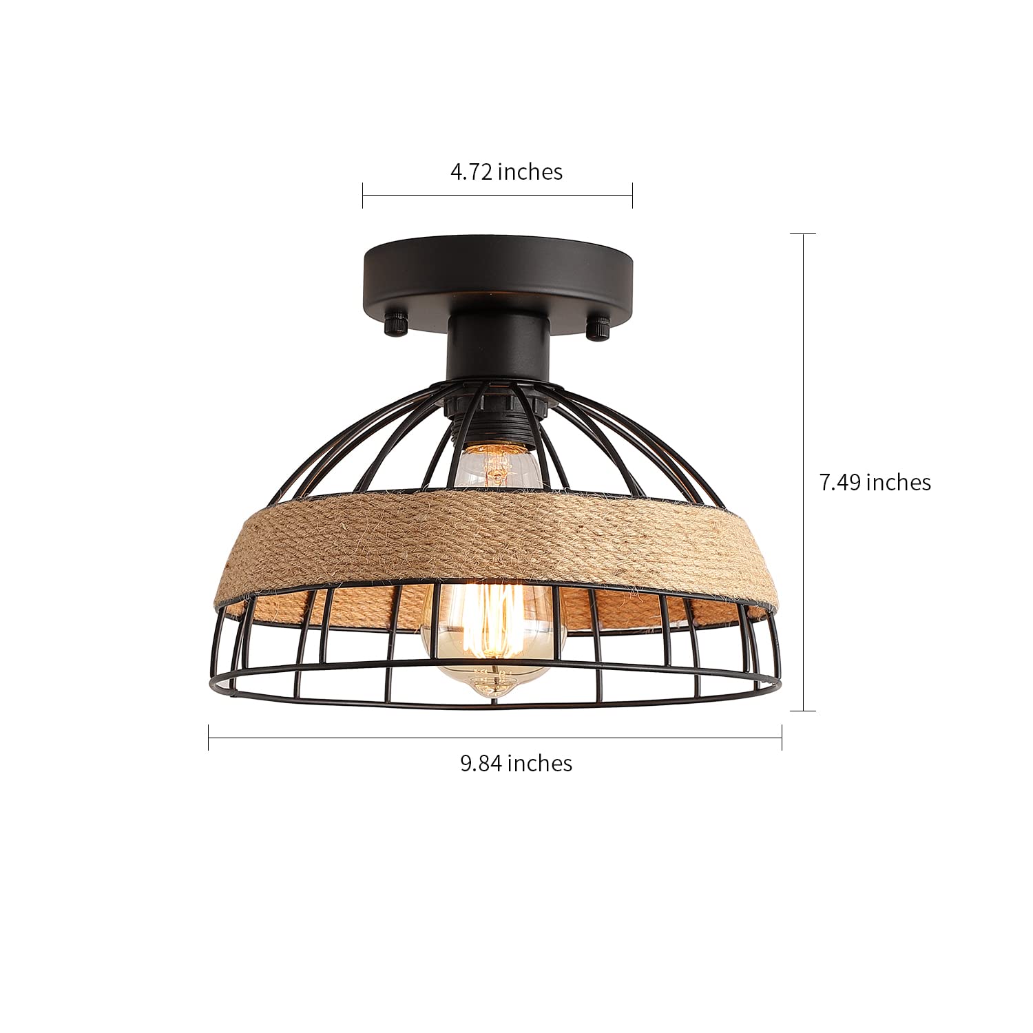 Dijiahua 2 Pack Black Industrial Woven Semi Flush Mount Ceiling Light Fixture