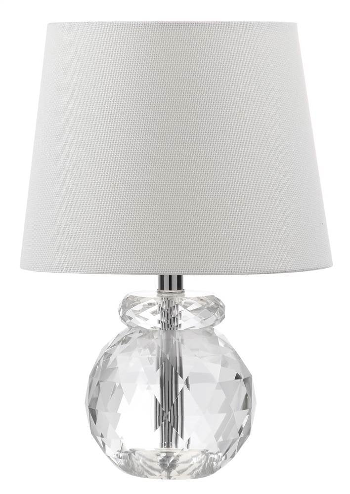SAFAVIEH Lighting Collection Eunice Modern Glam Clear Crystal 13-inch Bedroom Living Room Home Office Desk Nightstand Round Tabl