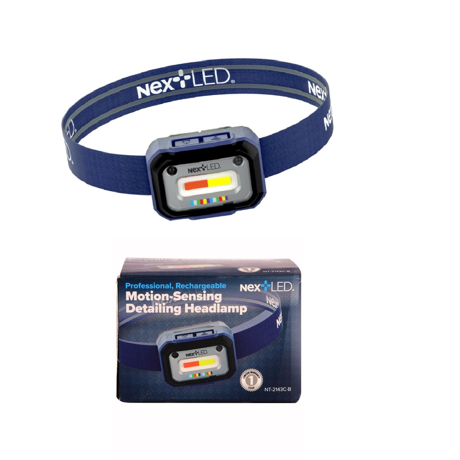 NextLED NT-2143C-B Auto Detail Headlamp with Motion Sensor, CRI 95+ Paint Inspection Light, 3000/4500/6000K, 300 LM, for Car Det