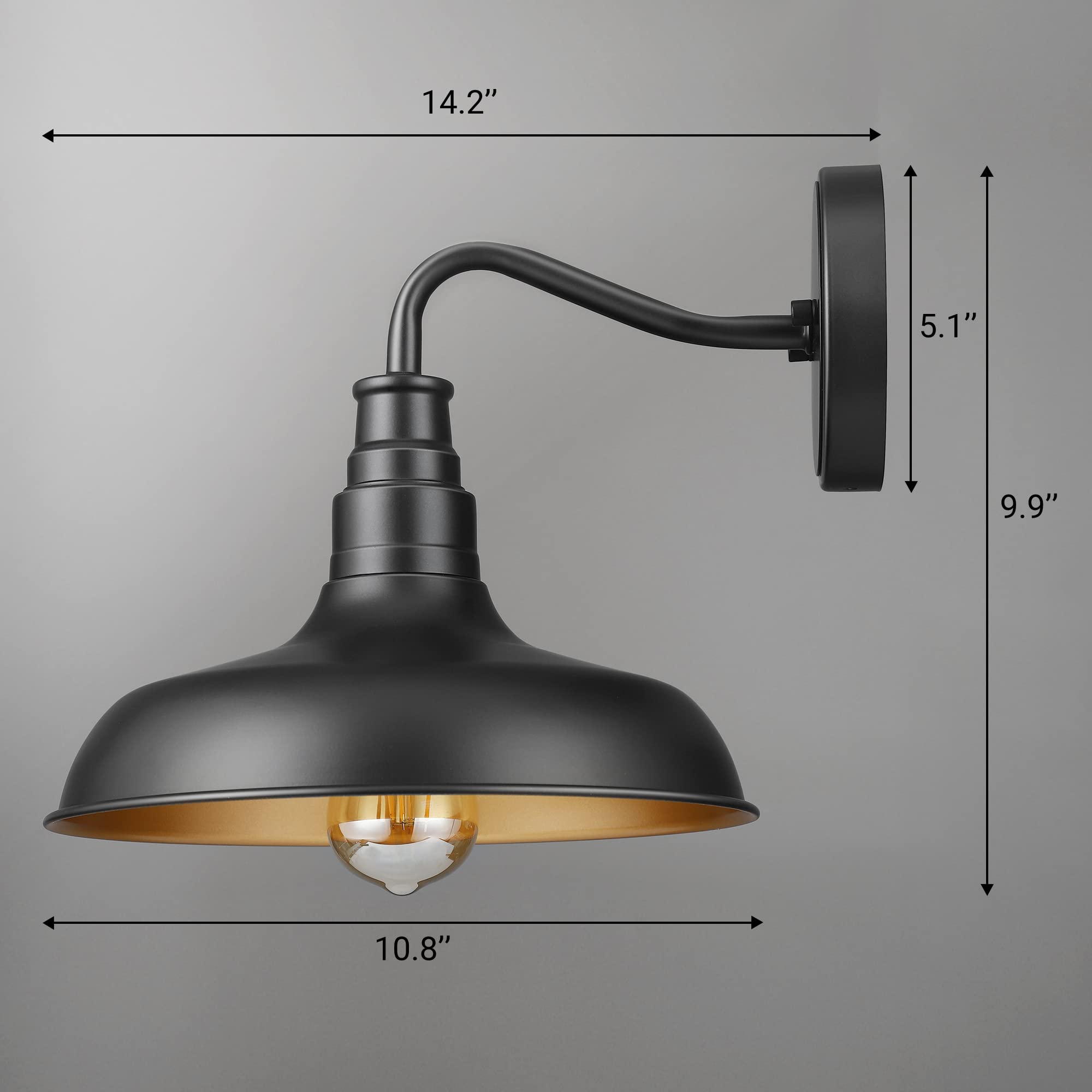 DEWENWILS Gooseneck Barn Light Fixture - Black Matte Outdoor Wall Sconce, Model HOWL02D for Entryway & Garage