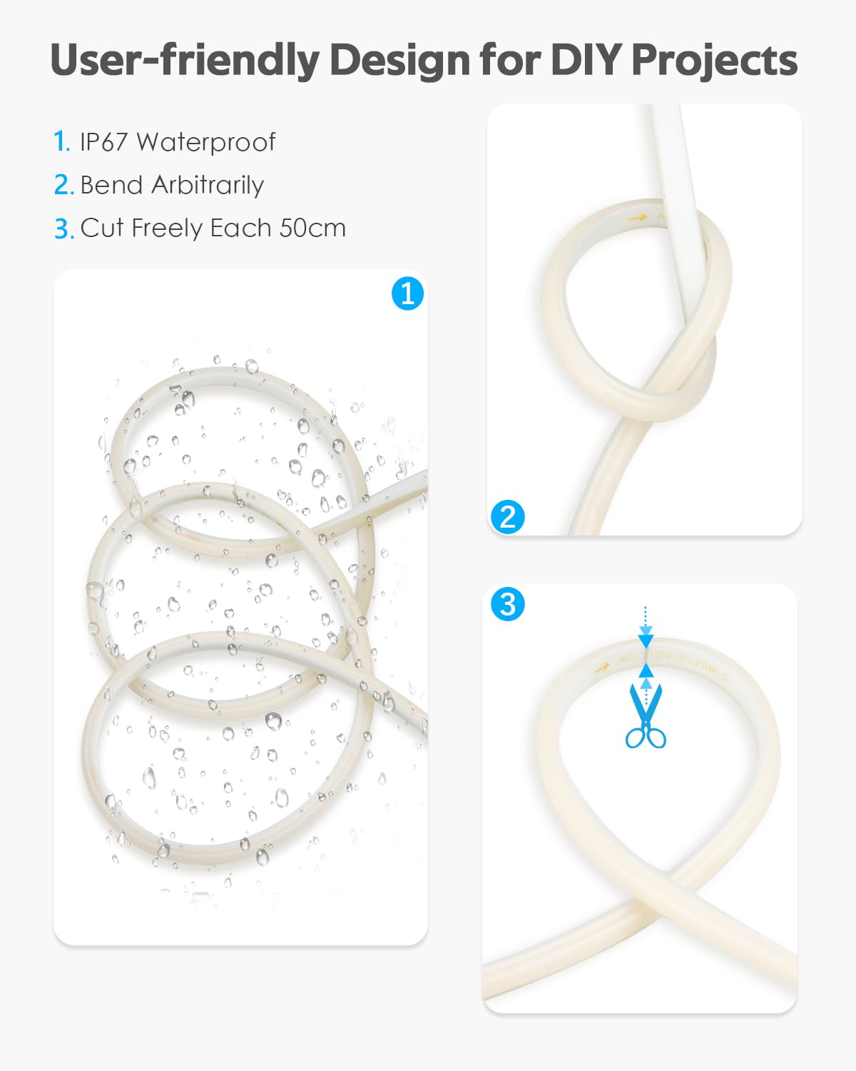 Samsion Cob Led Rope Lights Outdoor Waterproof 82Ft Warm White 3000K Led Strip Lights Waterproof Ac 110V/120V Super Brightness Flex Cob Light For Patio Garden Building Commerical Dimmable With Remote