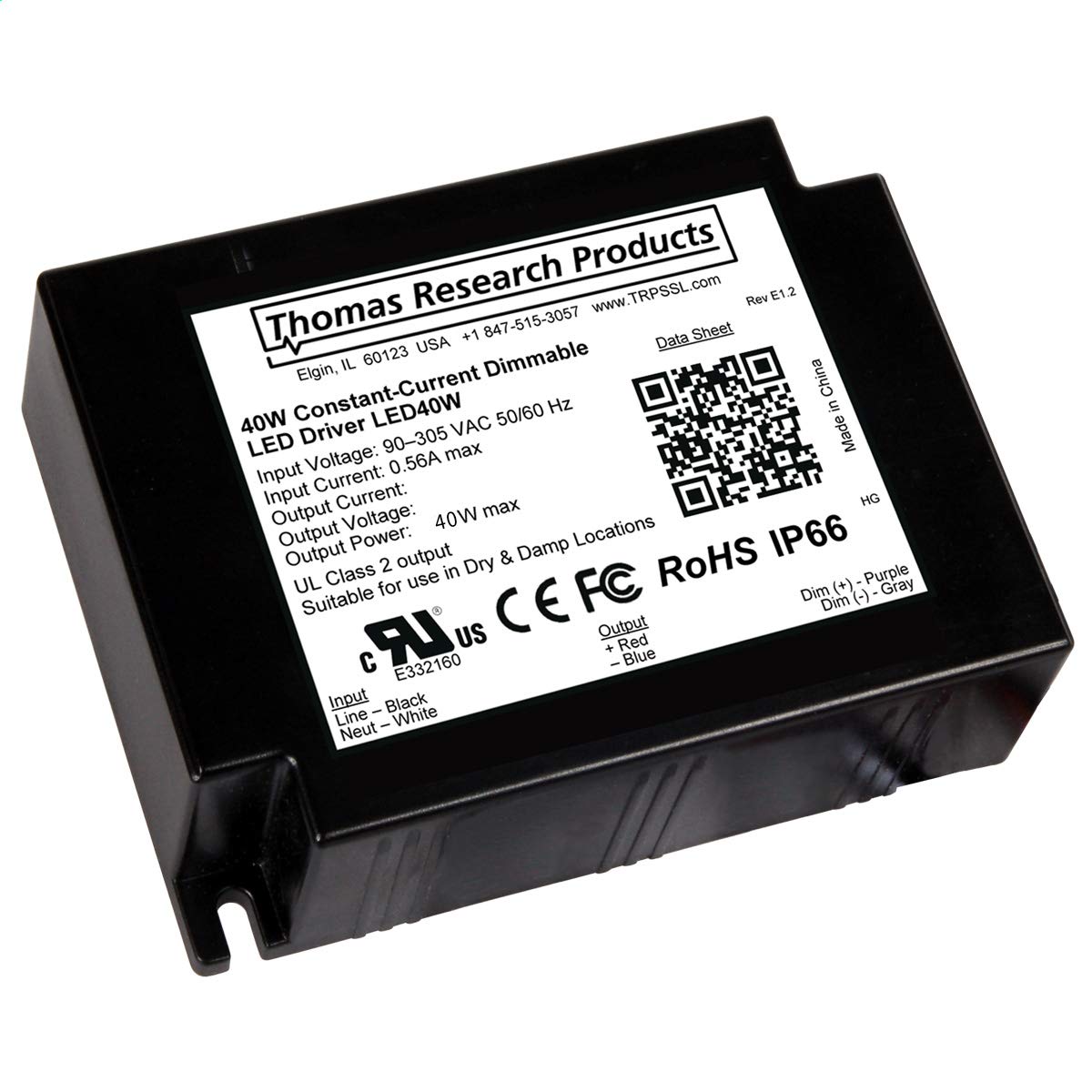 Hubbell Led 40W-024-C1670-D Constant Current Driver, Dimmable
