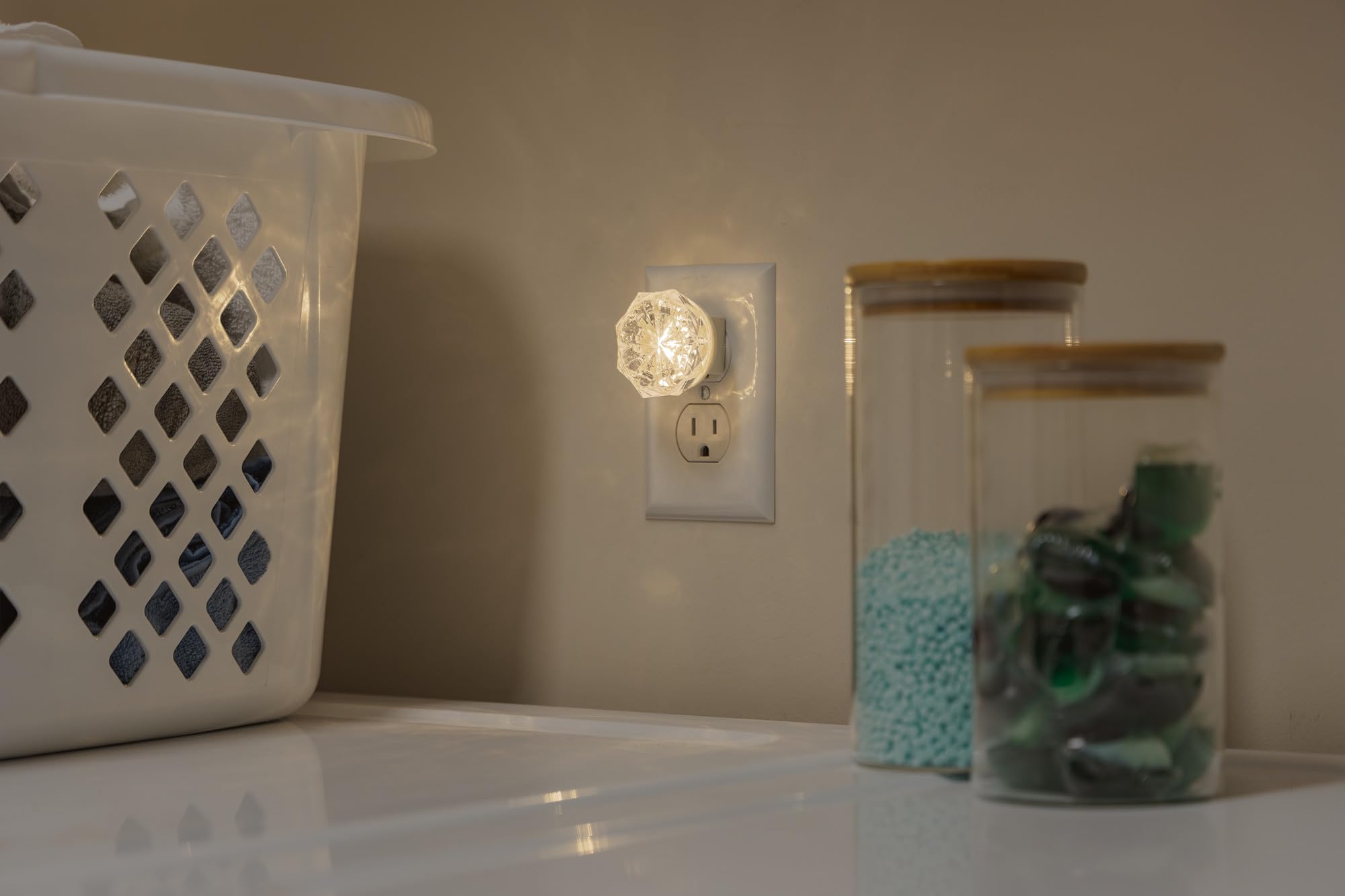 GE Jewel LED Night Light, Plug-in, Warm White, 4 Pack, UL-Certified, Energy Efficient, Ideal for Bedroom, Bathroom, Nursery, Model 85094