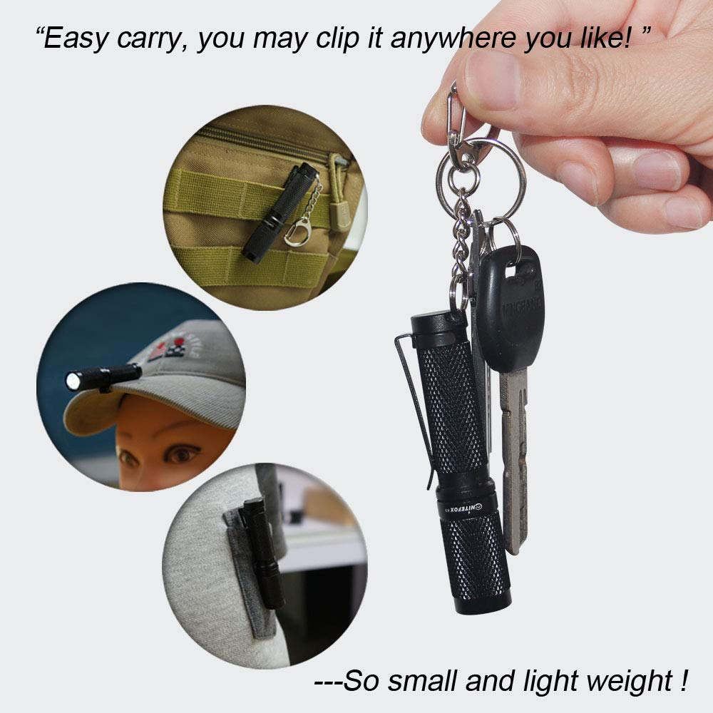 Nitefox K3 Mini Keychain Flashlight, 150 Lumens, Waterproof, Aluminum Alloy, Black