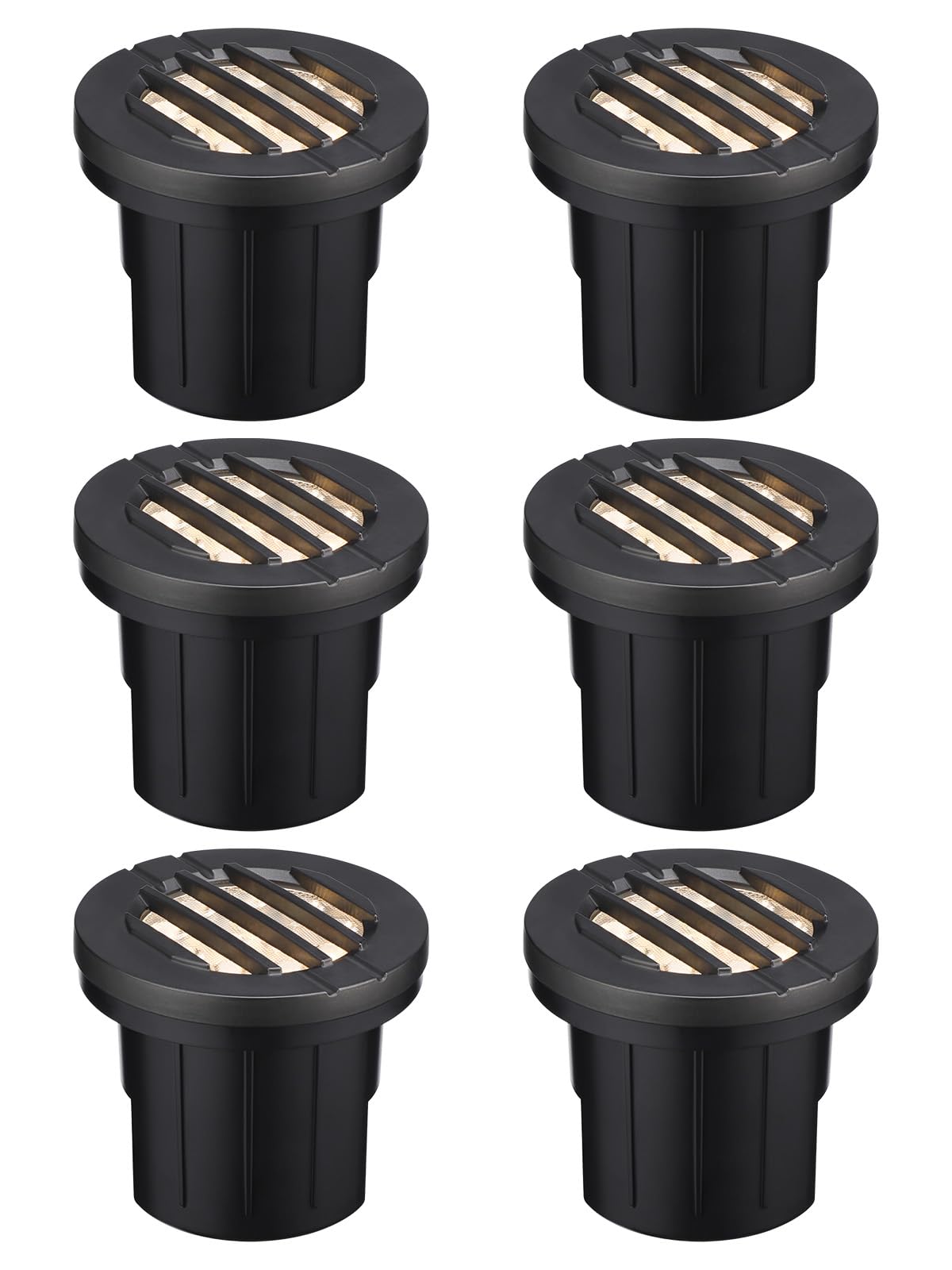 LEONLITE 6W LED Well Lights, Grated Top, Anti-Glare, 3000K, IP67, Aluminum, 12-24V AC/DC, Black, 