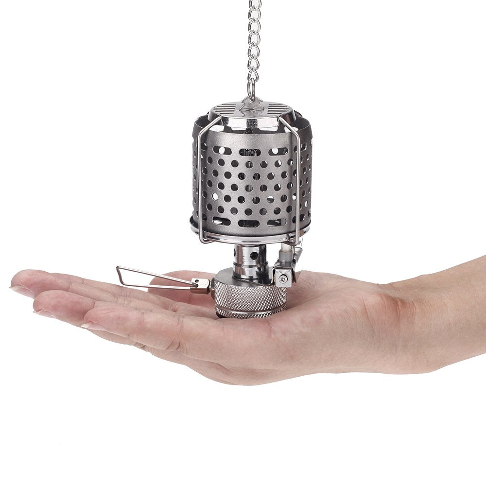 Mini Portable Camping Lantern Gas Light Tent Lamp Torch Hanging Metal Lamp-chimney Butane 80LUX